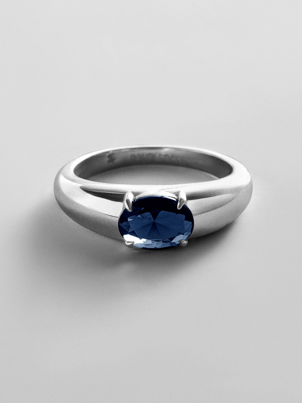 Cigar Band Custom Birthstone Ring - Silver