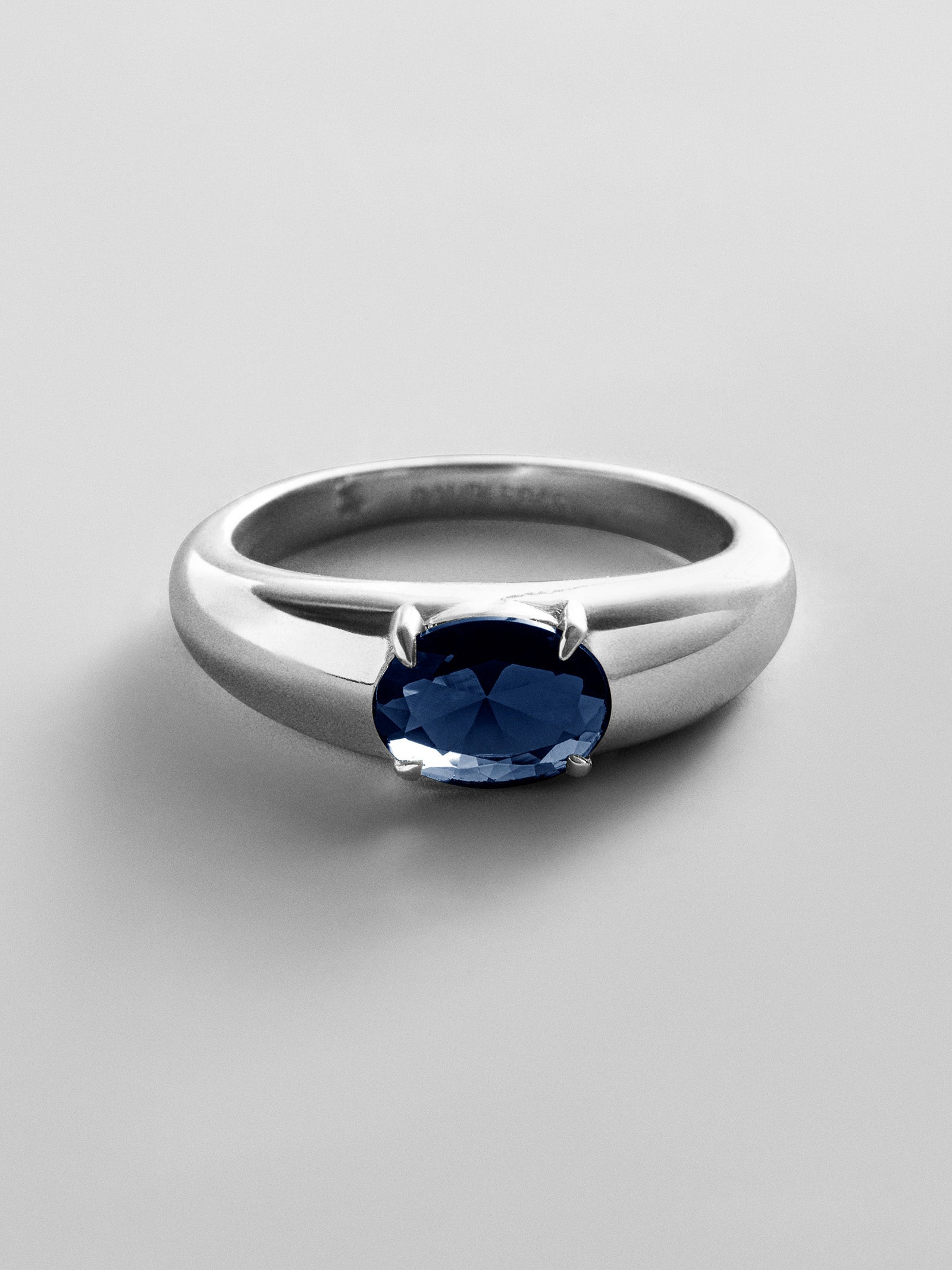 Cigar Band Custom Birthstone Ring - Silver