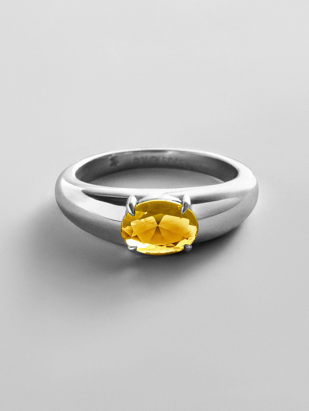 Cigar Band Custom Birthstone Ring - Silver
