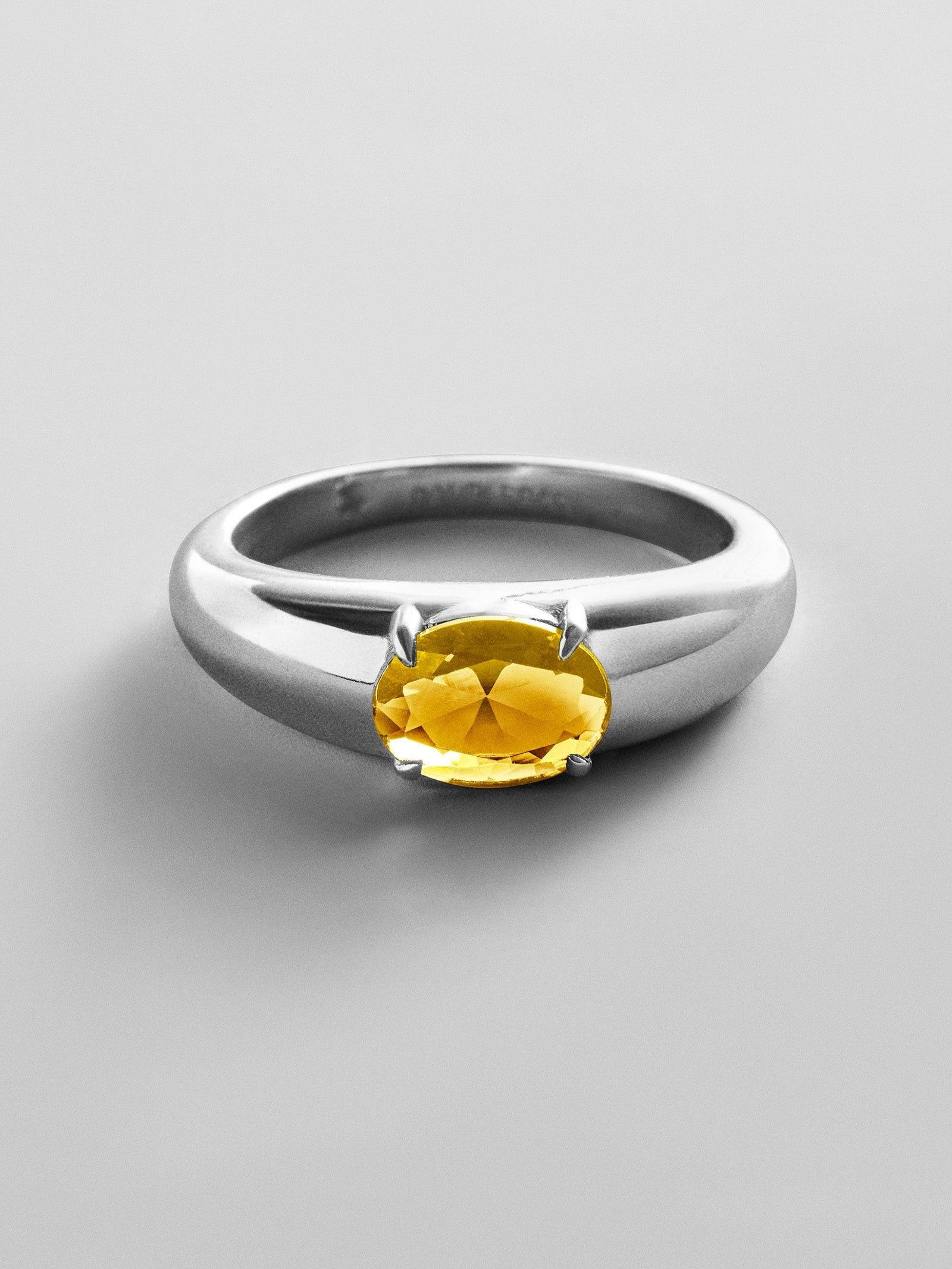 Cigar Band Custom Birthstone Ring - Silver