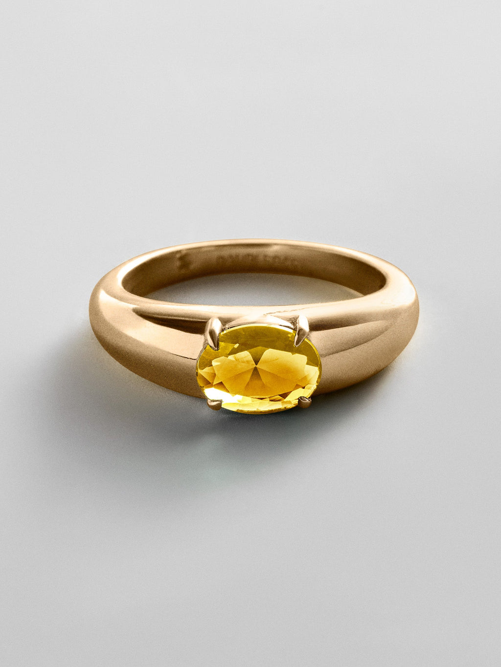 Cigar Band Custom Birthstone Ring - Gold