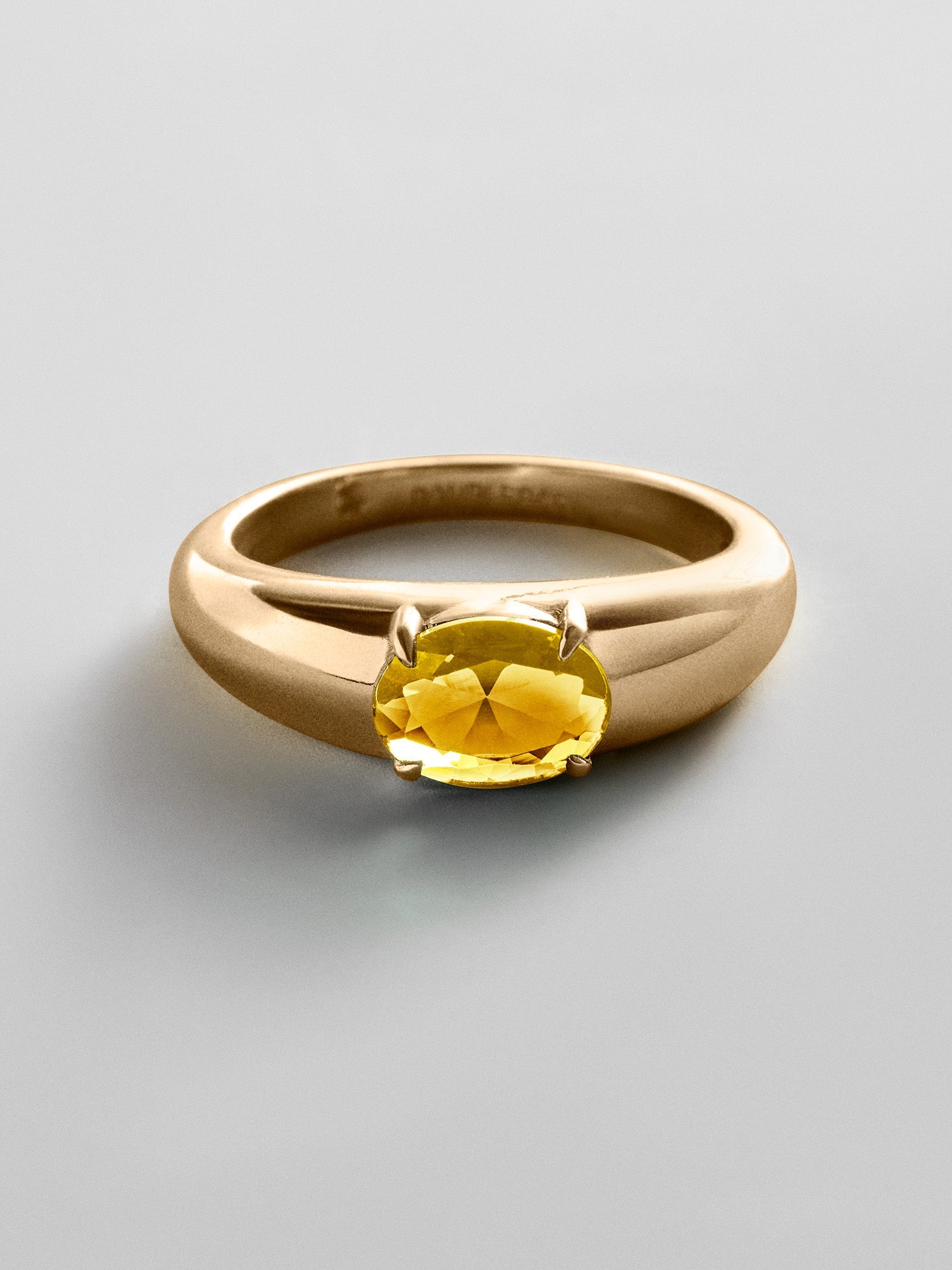 Cigar Band Custom Birthstone Ring - Gold