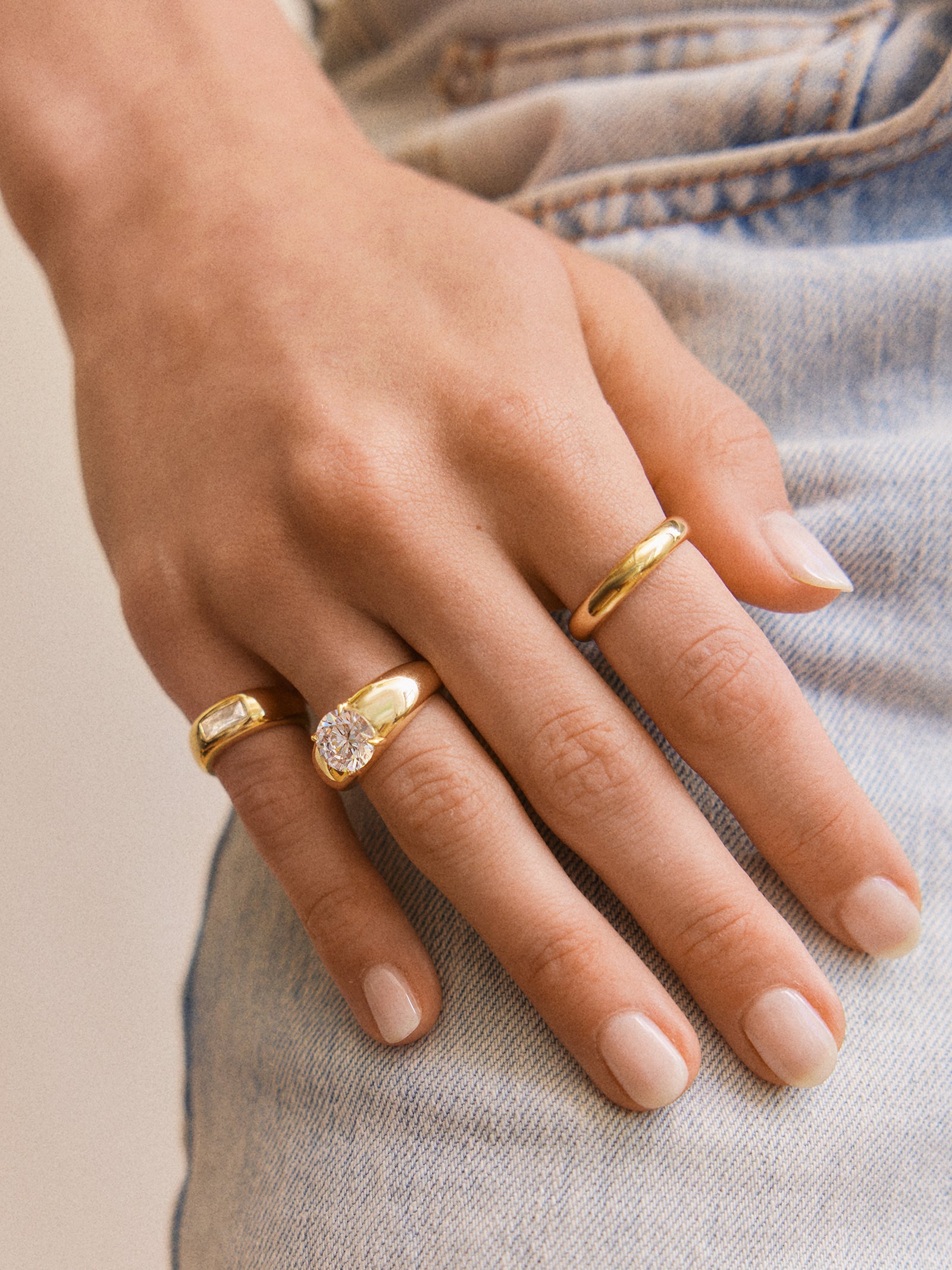 Puffy Cigar Band Custom Birthstone Ring - Gold