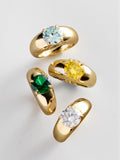 Puffy Cigar Band Custom Birthstone Ring - Gold