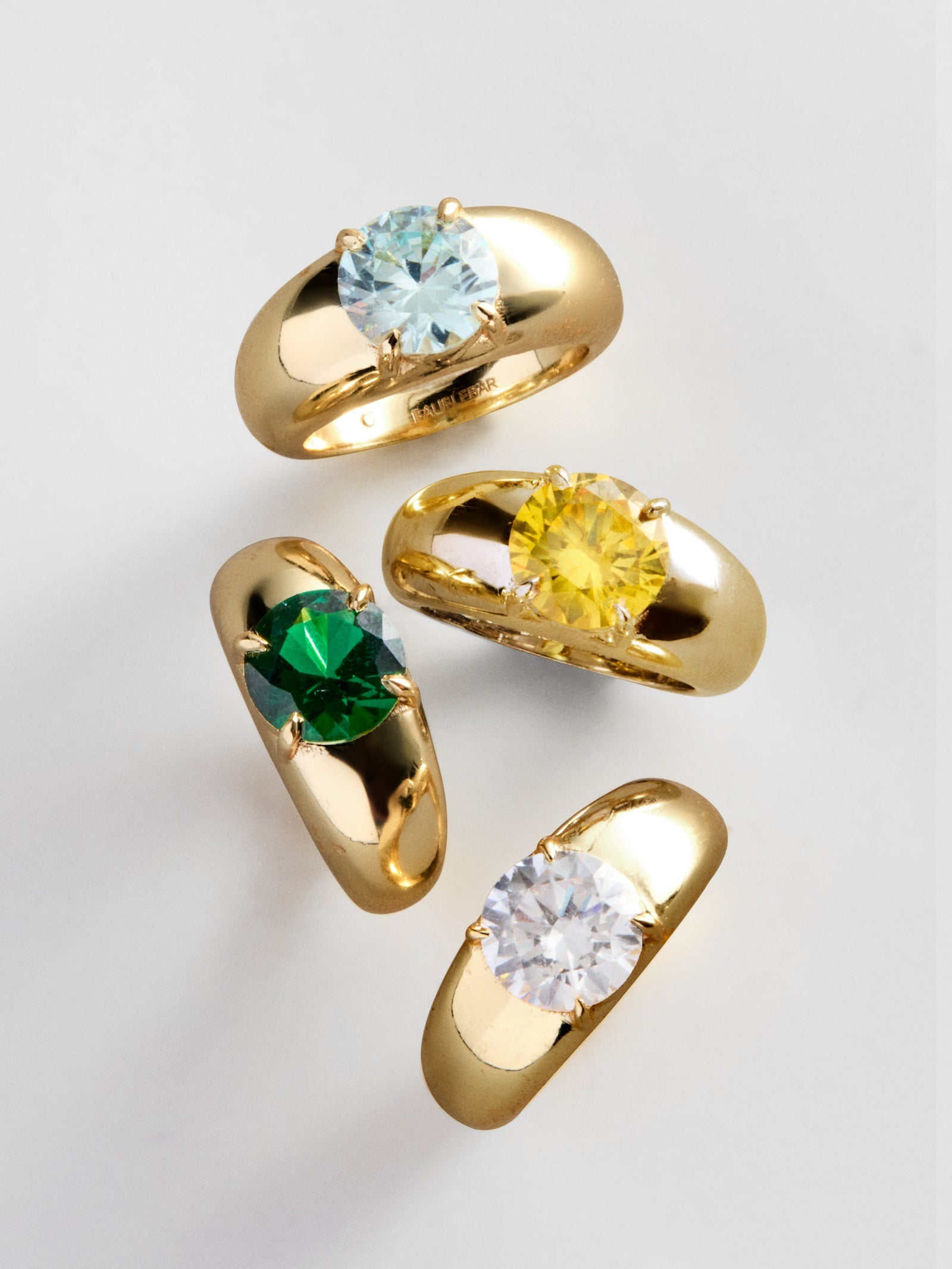 Puffy Cigar Band Custom Birthstone Ring - Gold