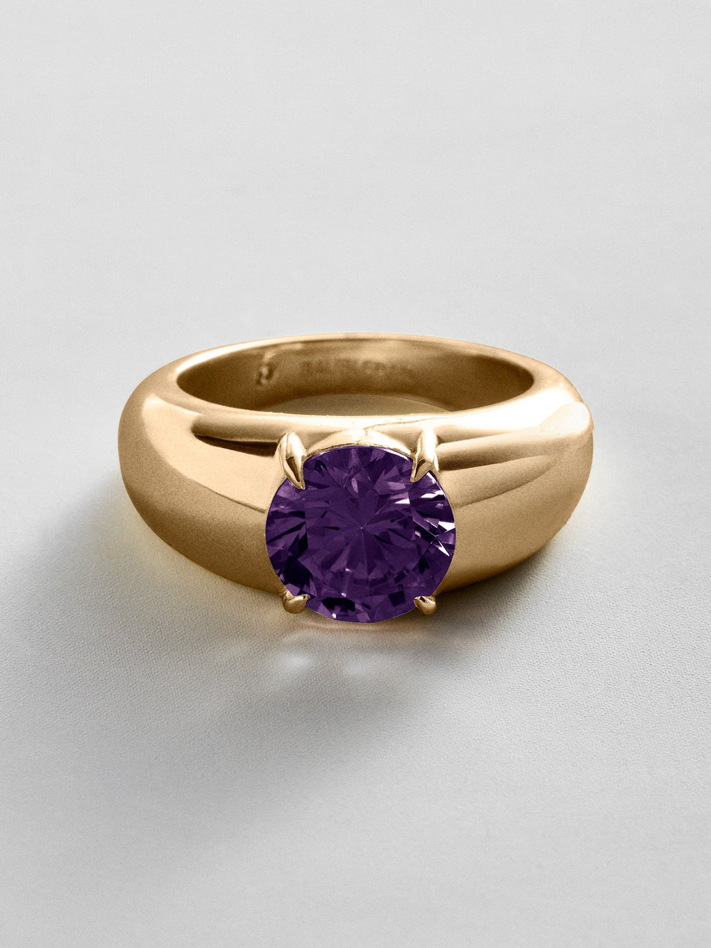 Puffy Cigar Band Custom Birthstone Ring - Gold