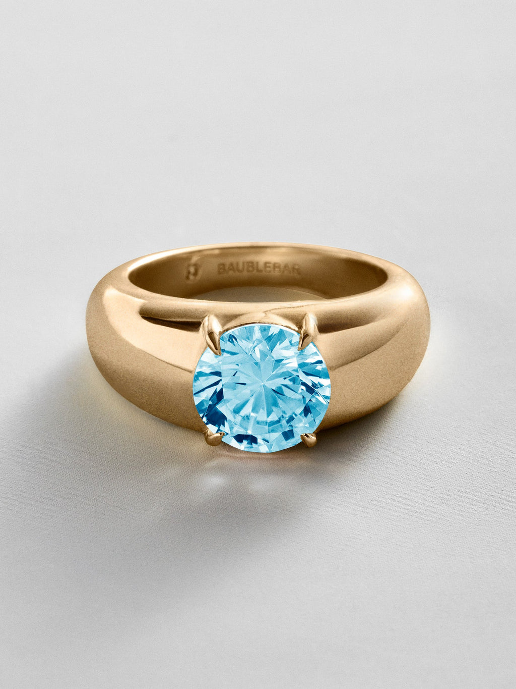 Puffy Cigar Band Custom Birthstone Ring - Gold