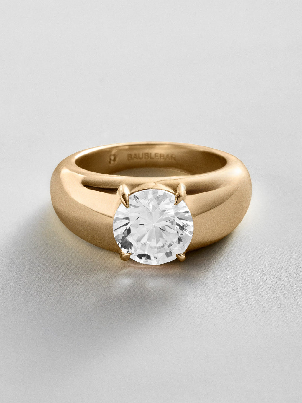 Puffy Cigar Band Custom Birthstone Ring - Gold