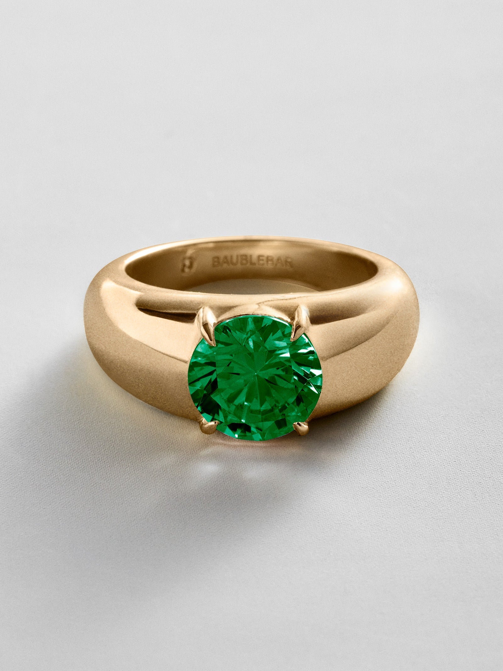 Puffy Cigar Band Custom Birthstone Ring - Gold