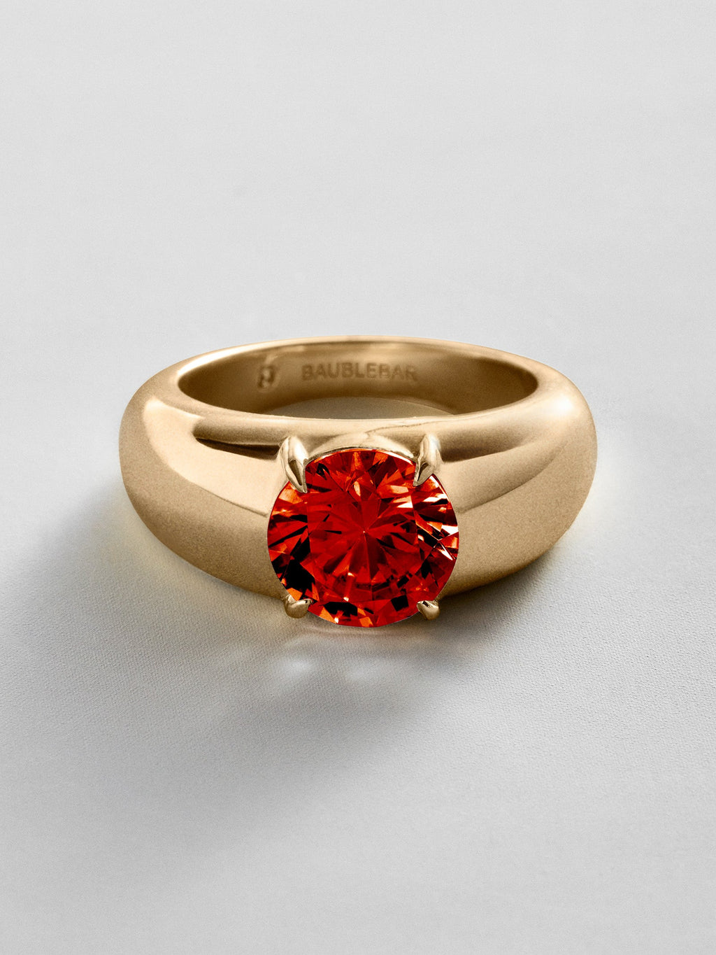 Puffy Cigar Band Custom Birthstone Ring - Gold