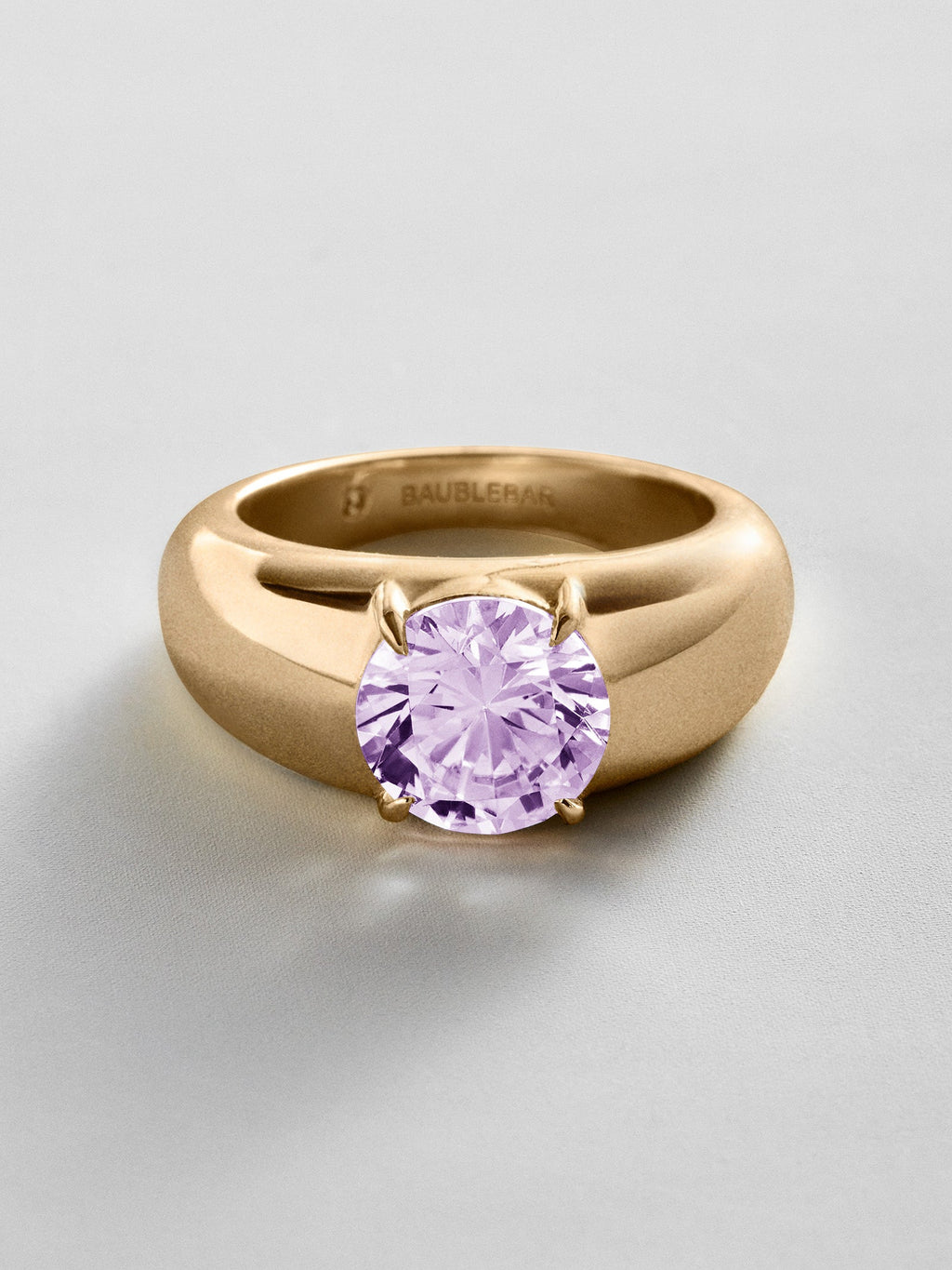 Puffy Cigar Band Custom Birthstone Ring - Gold