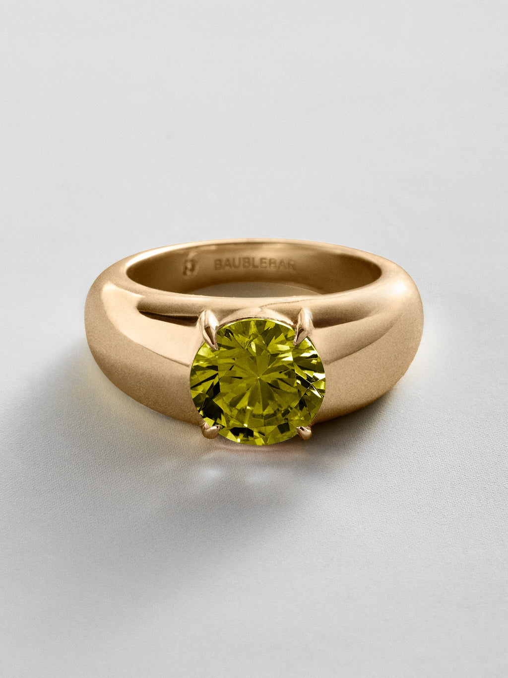 Puffy Cigar Band Custom Birthstone Ring - Gold