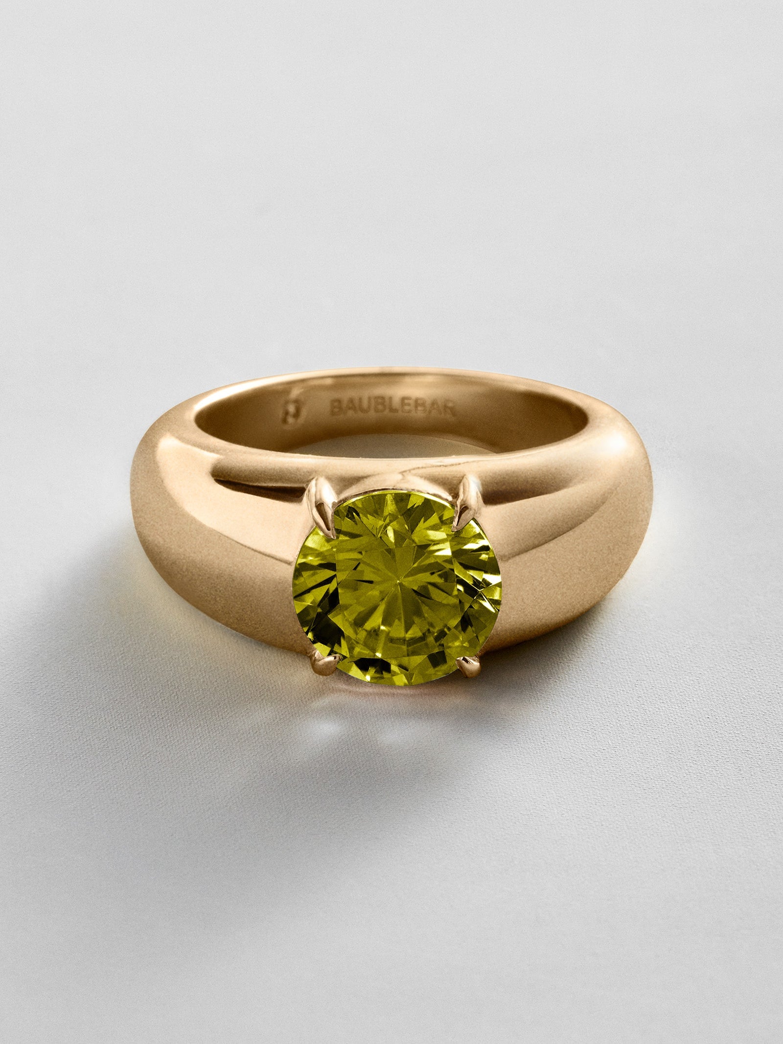 Puffy Cigar Band Custom Birthstone Ring - Gold