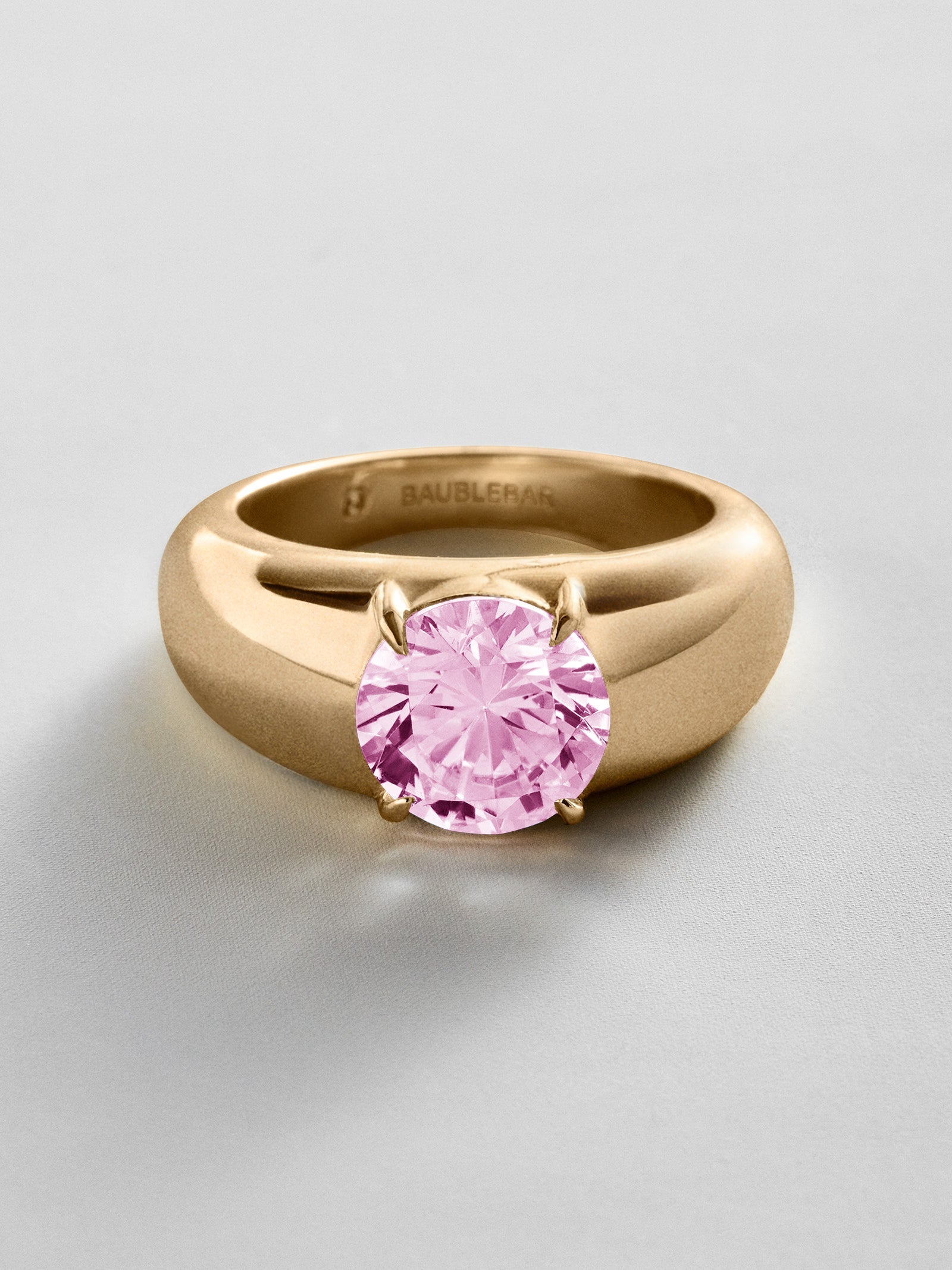 Puffy Cigar Band Custom Birthstone Ring - Gold