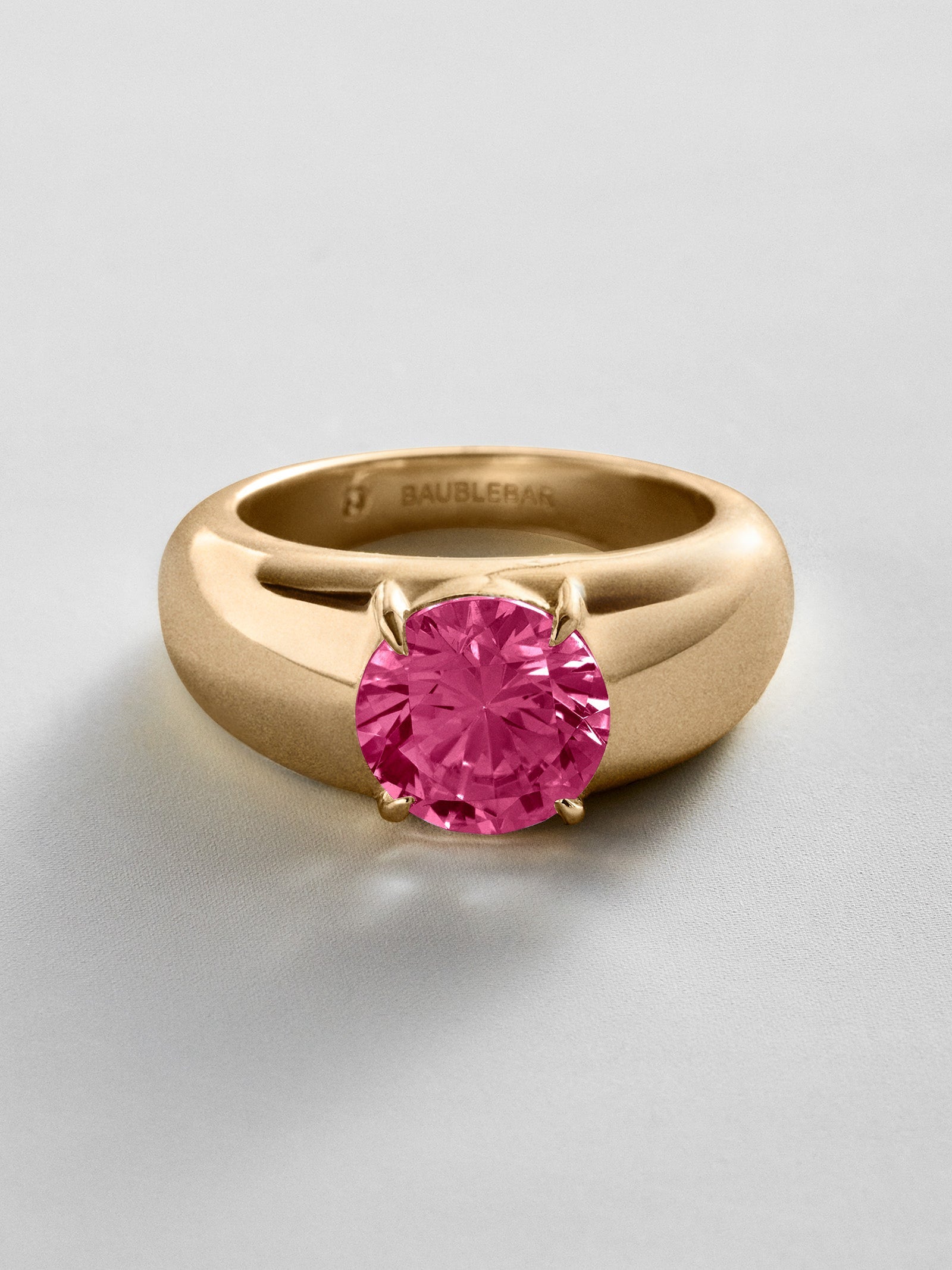 Puffy Cigar Band Custom Birthstone Ring - Gold