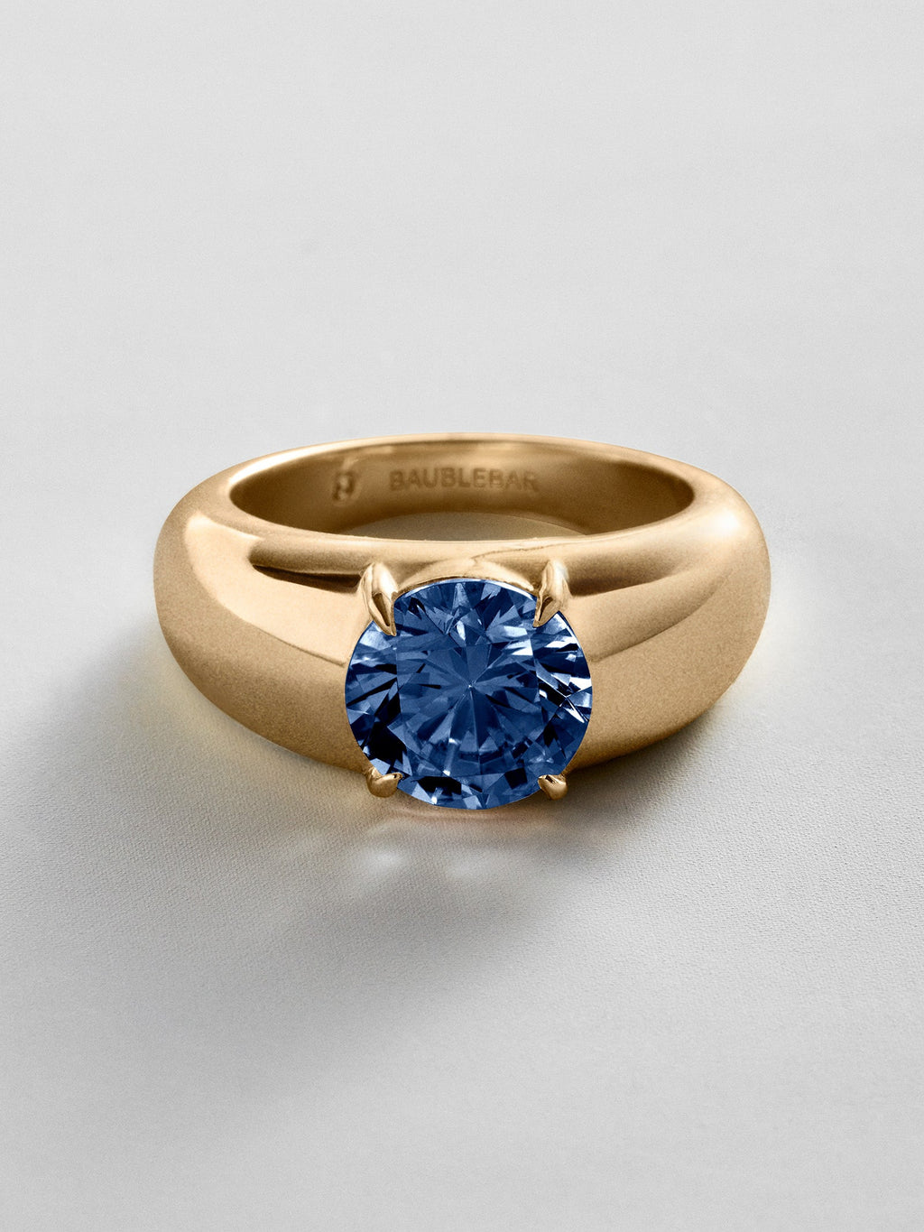 Puffy Cigar Band Custom Birthstone Ring - Gold