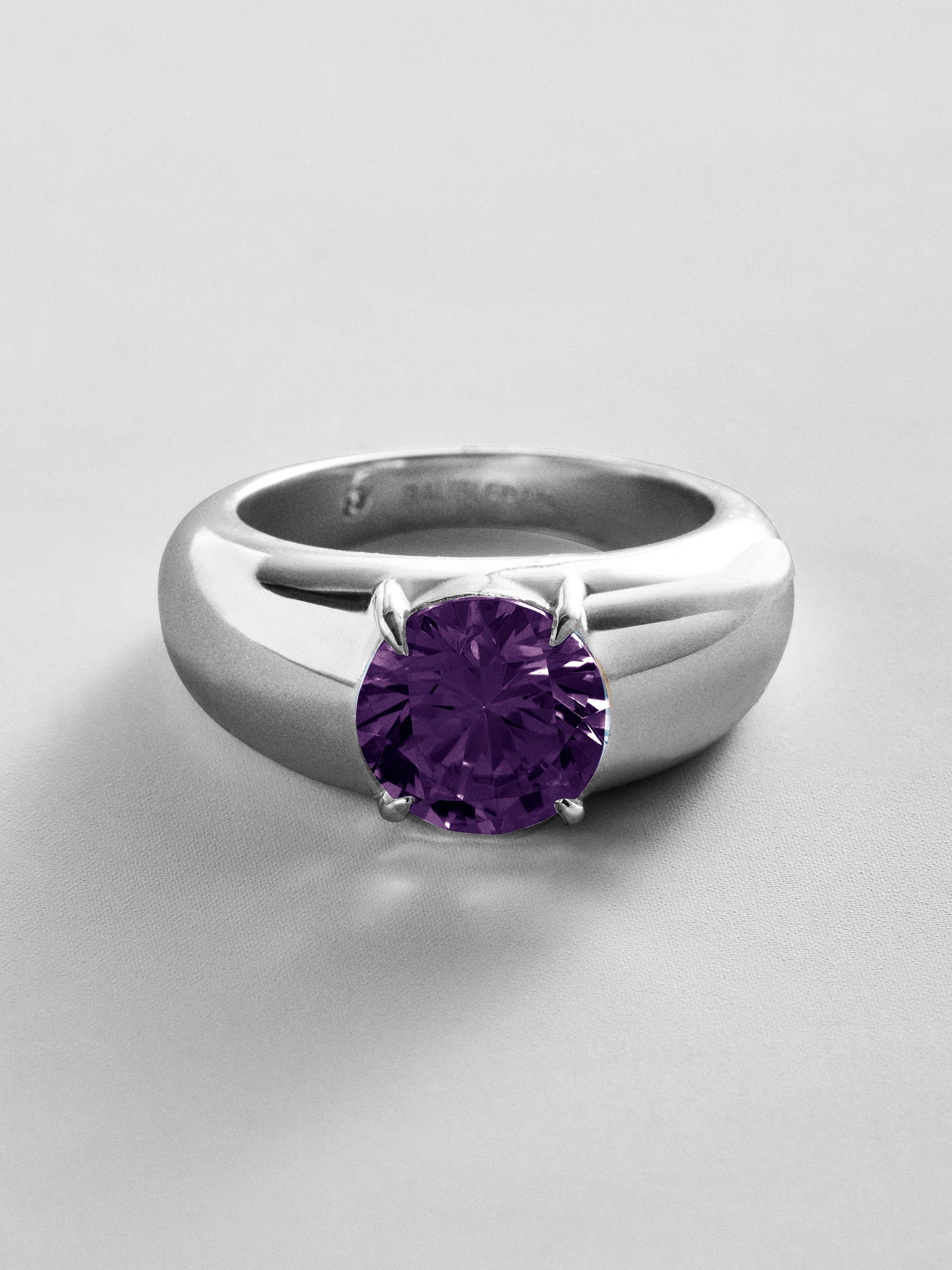 Puffy Cigar Band Custom Birthstone Ring - Silver
