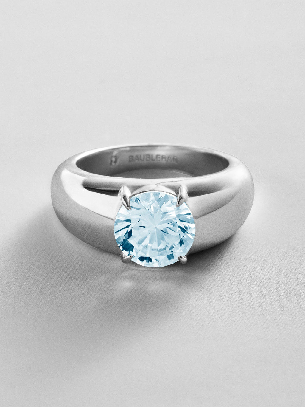 Puffy Cigar Band Custom Birthstone Ring - Silver