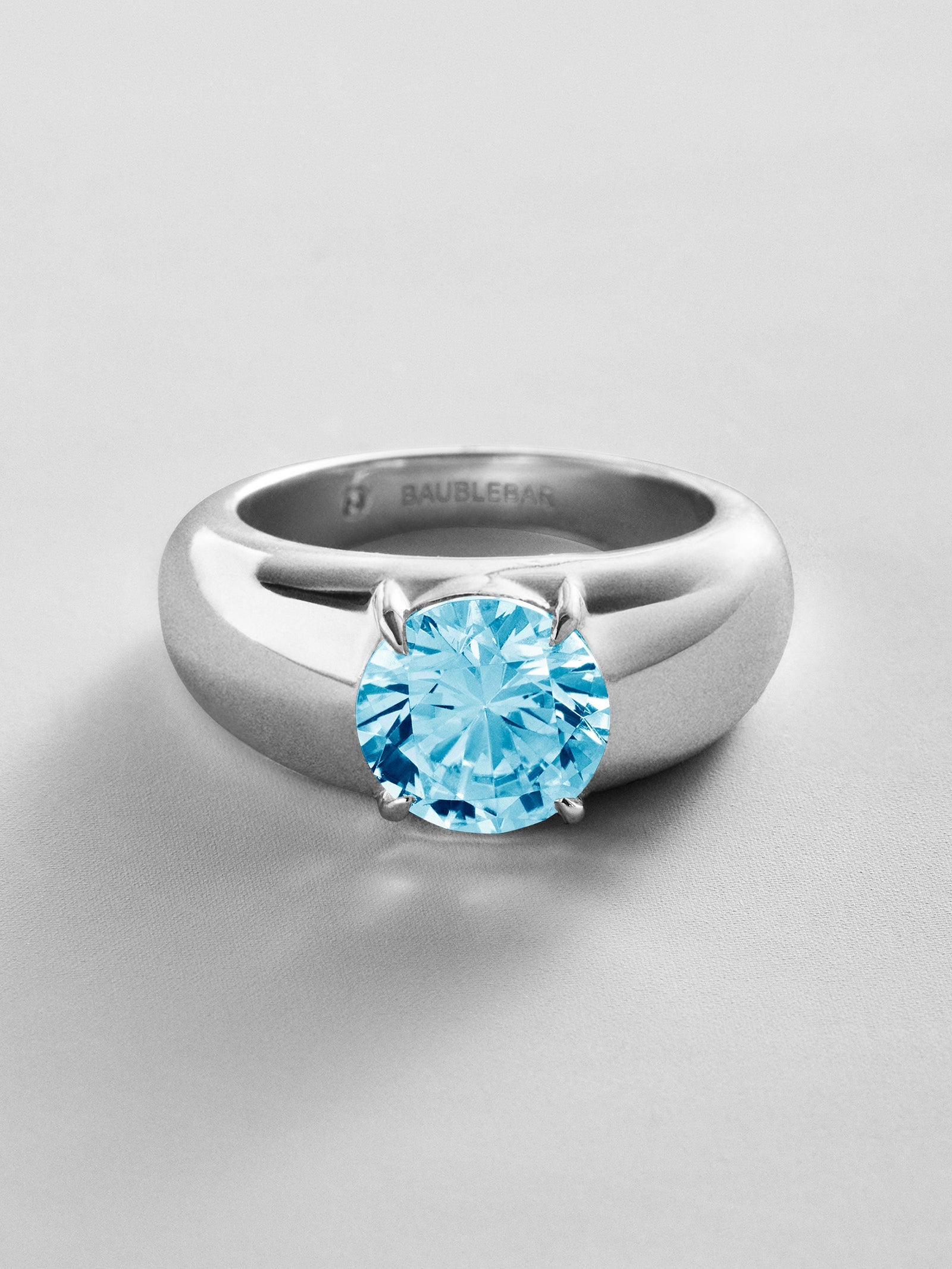 Puffy Cigar Band Custom Birthstone Ring - Silver