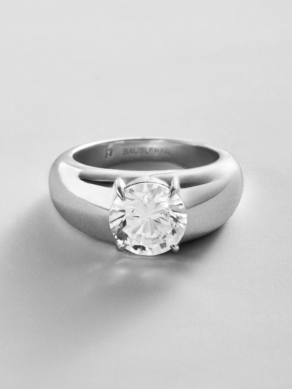 Puffy Cigar Band Custom Birthstone Ring - Silver