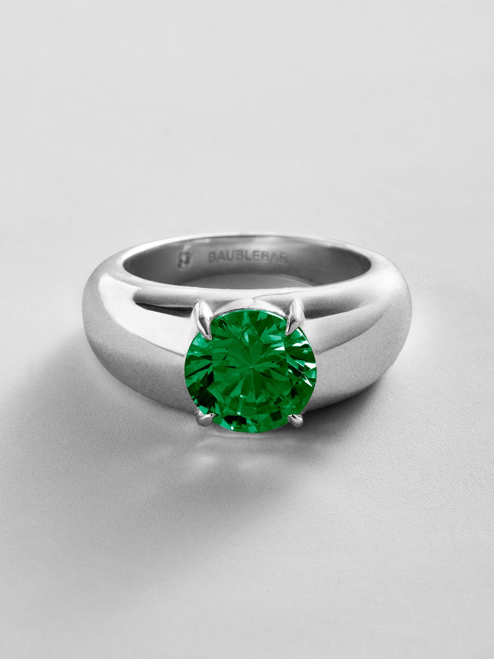 Puffy Cigar Band Custom Birthstone Ring - Silver