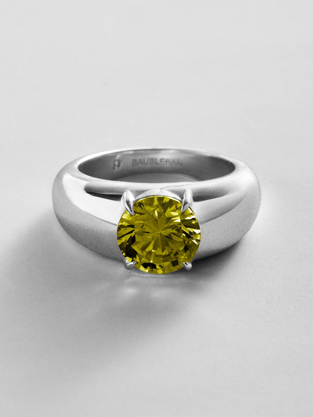 Puffy Cigar Band Custom Birthstone Ring - Silver