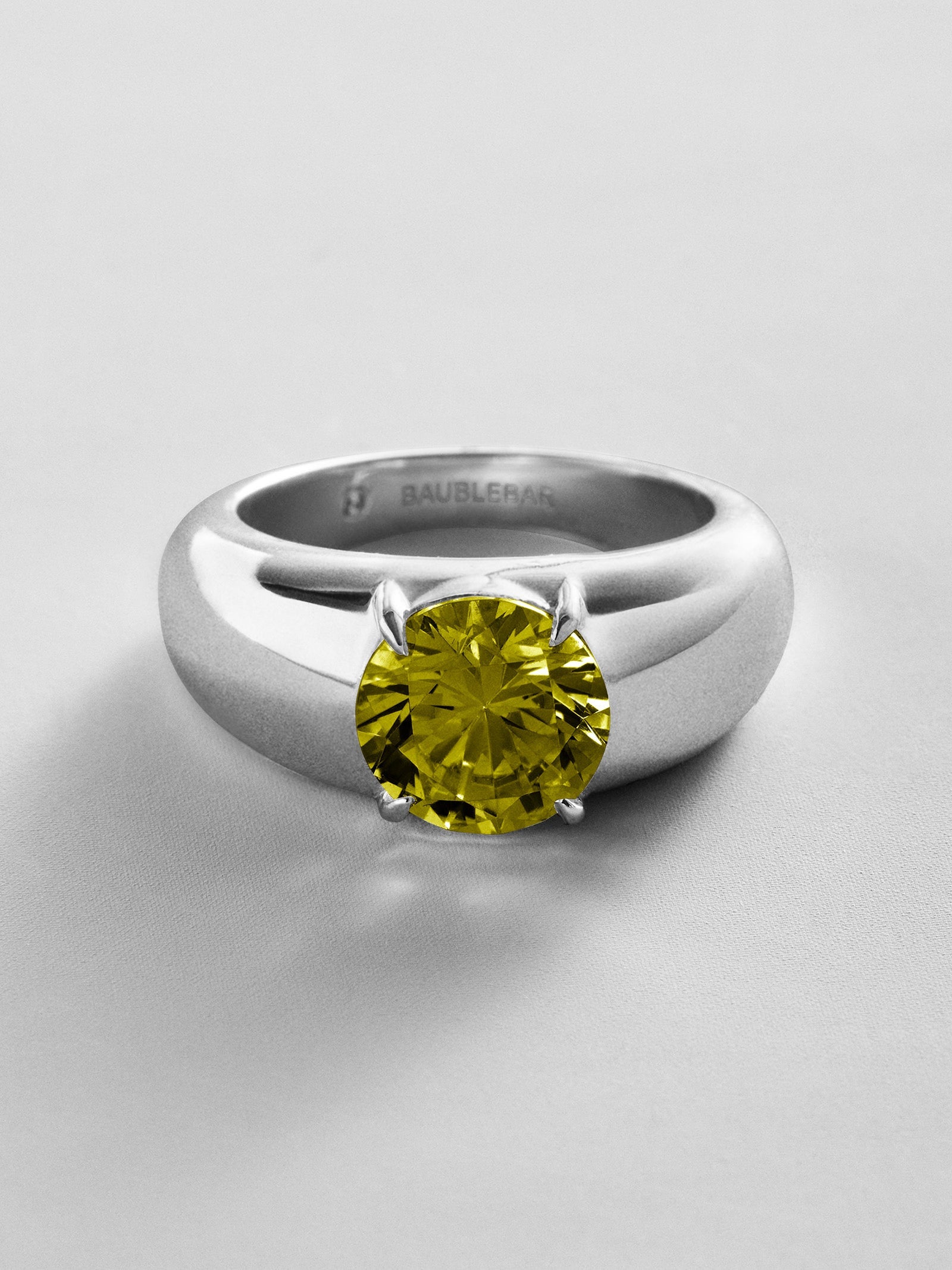Puffy Cigar Band Custom Birthstone Ring - Silver