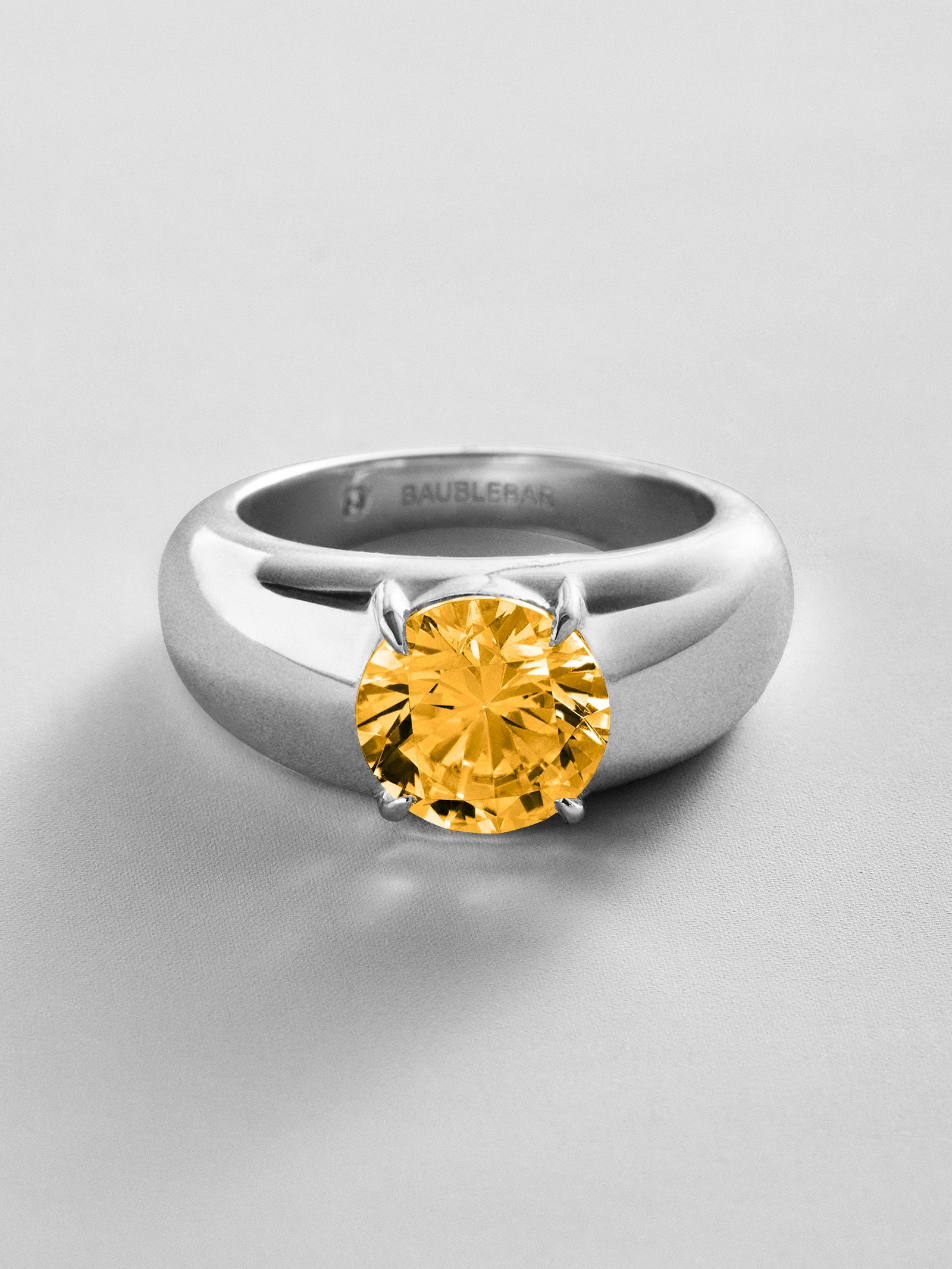 Puffy Cigar Band Custom Birthstone Ring - Silver