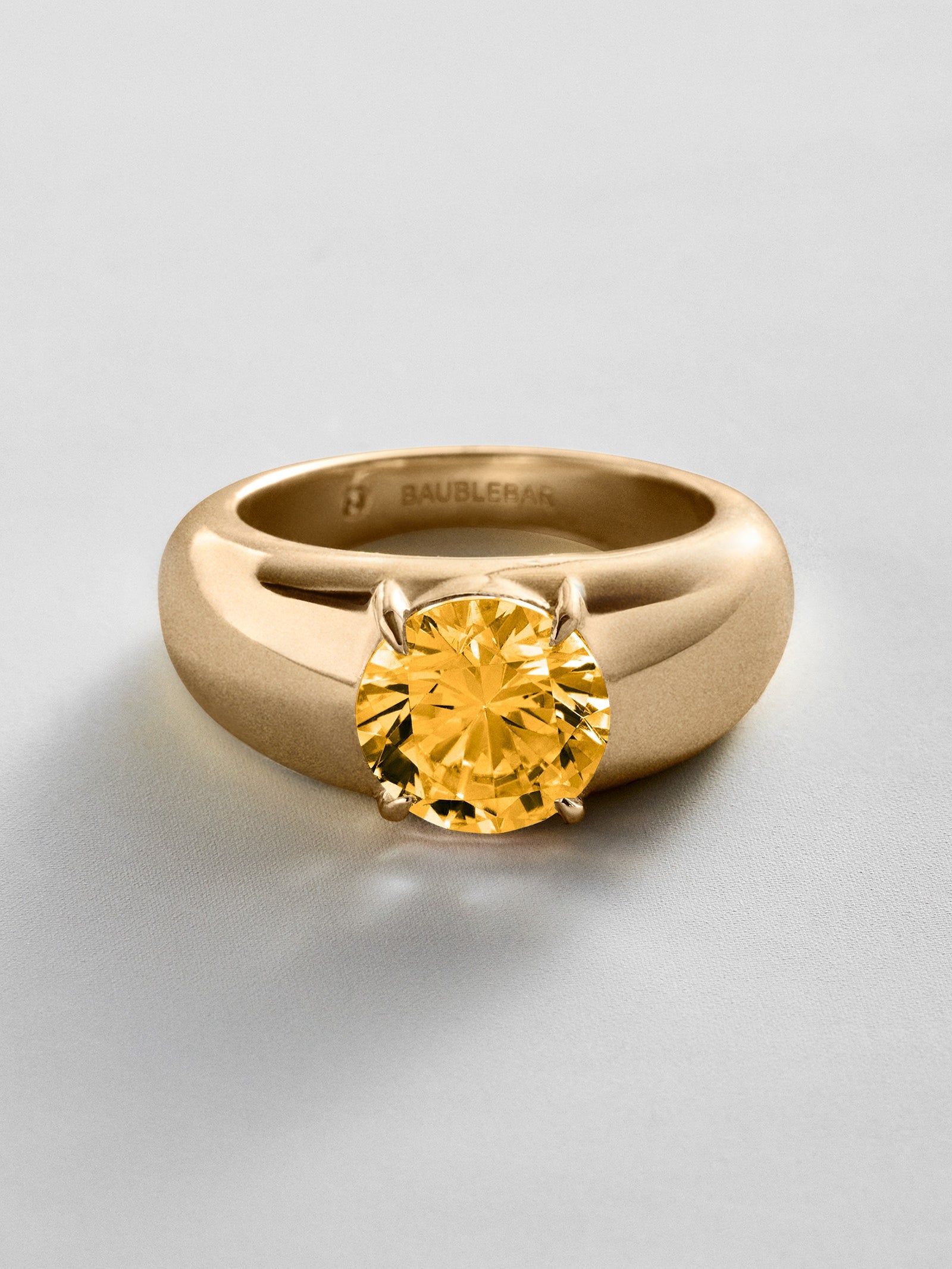 Puffy Cigar Band Custom Birthstone Ring - Gold