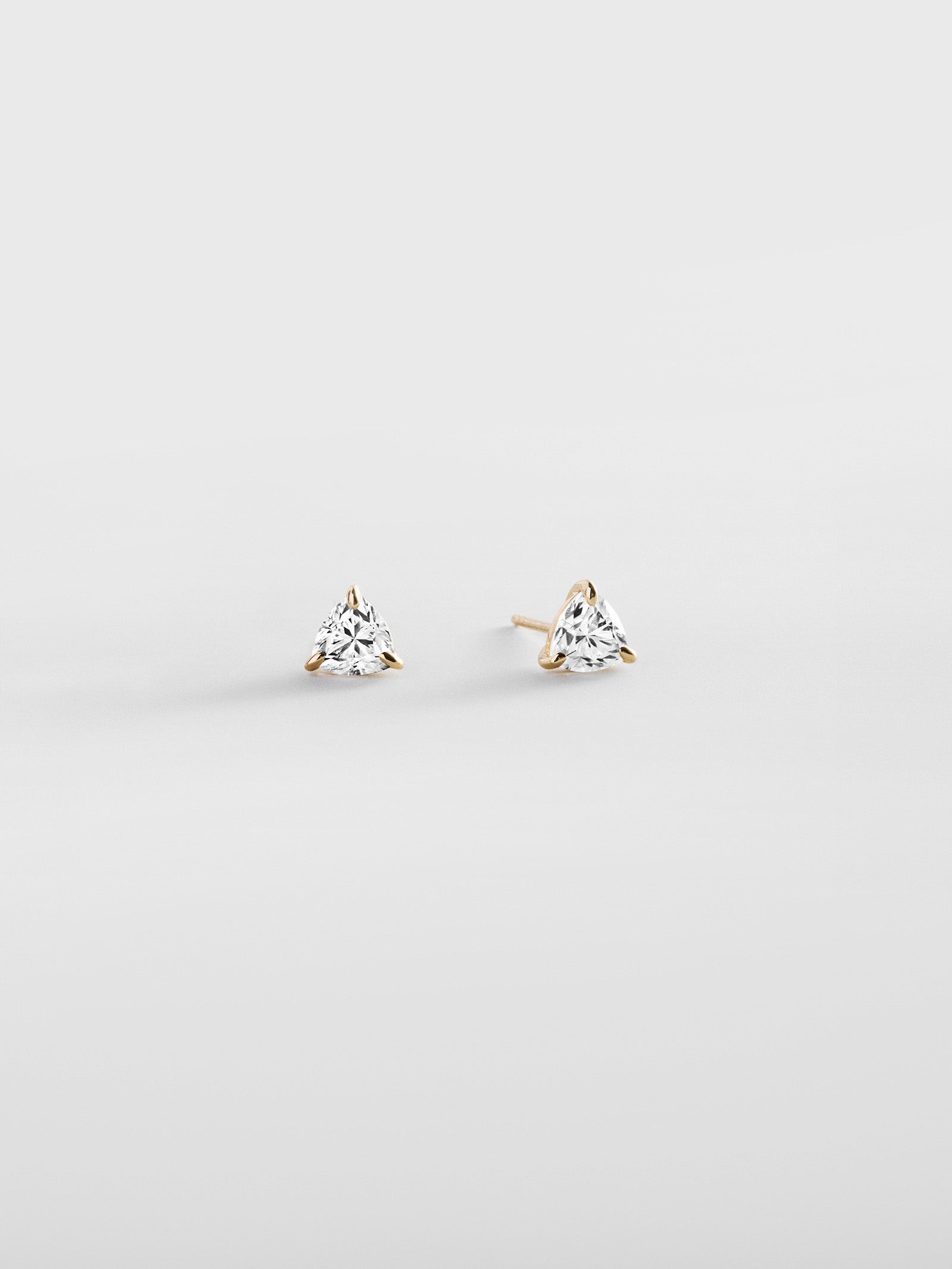 Debra 14K Gold Earrings - Trillion Stone