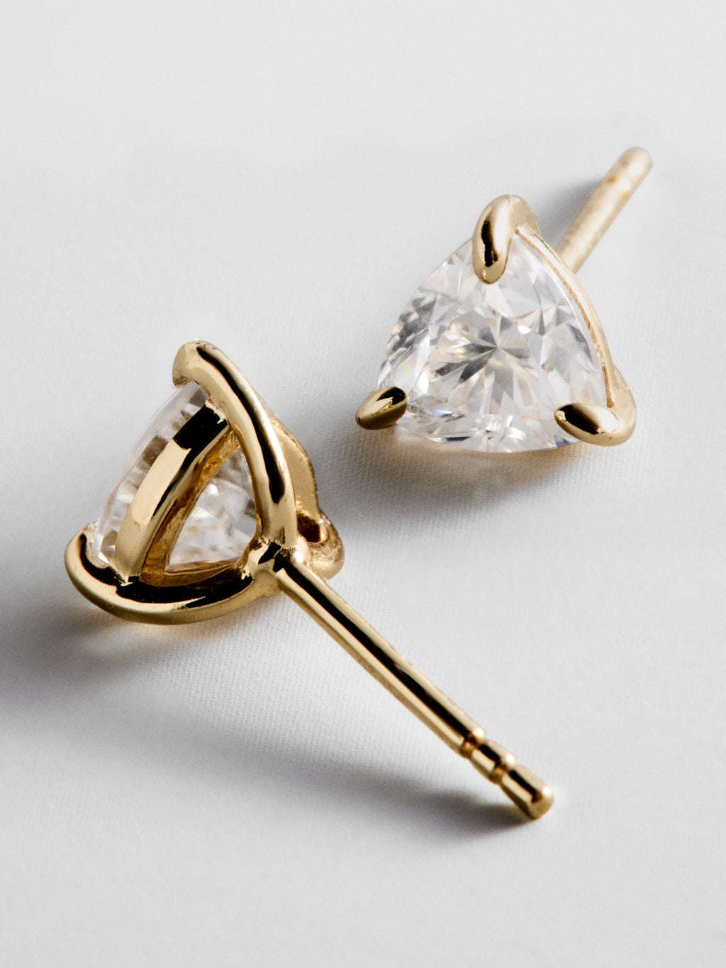 Debra 14K Gold Earrings - Trillion Stone