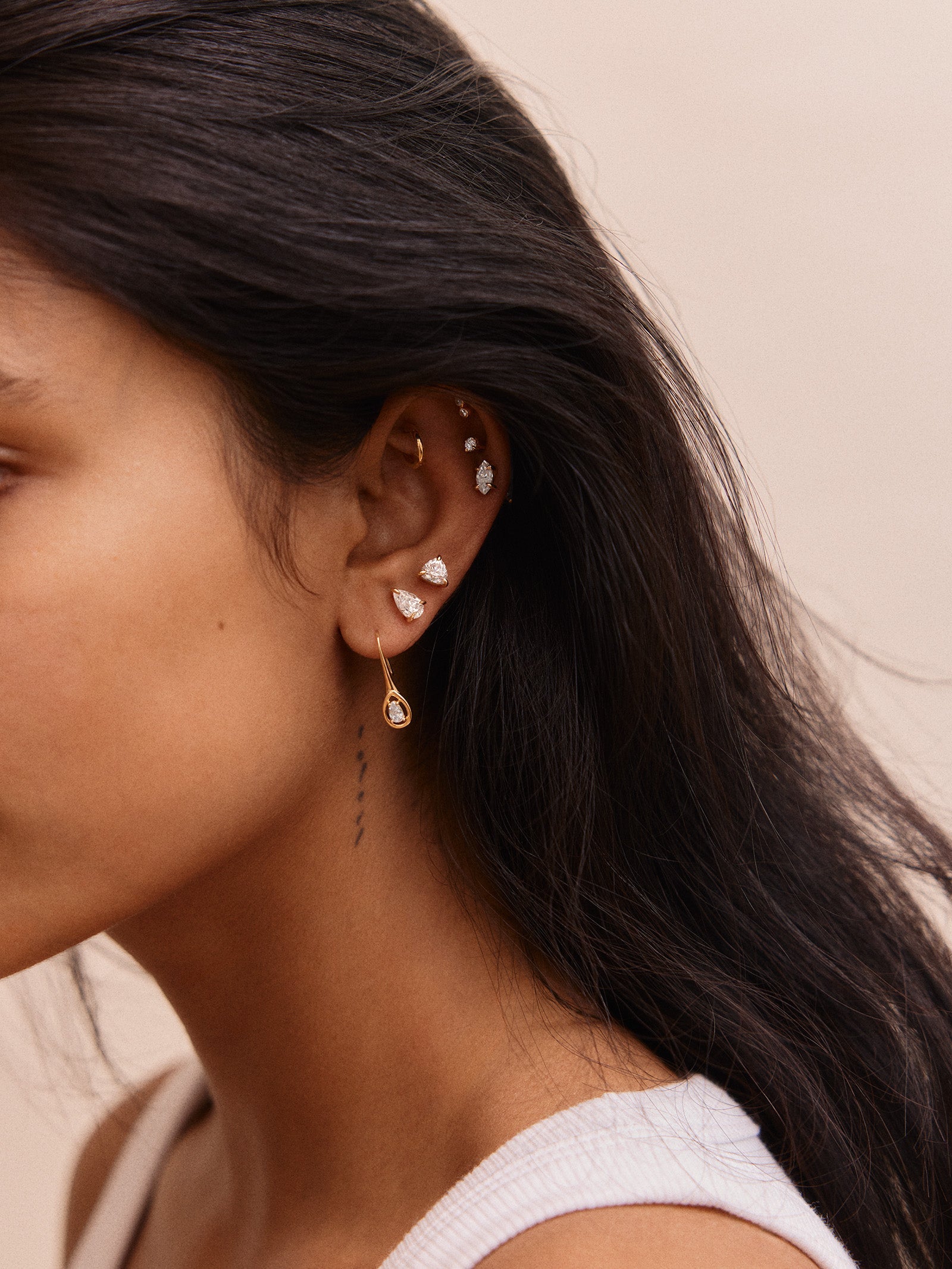 Debra 14K Gold Earrings - Pear Stone