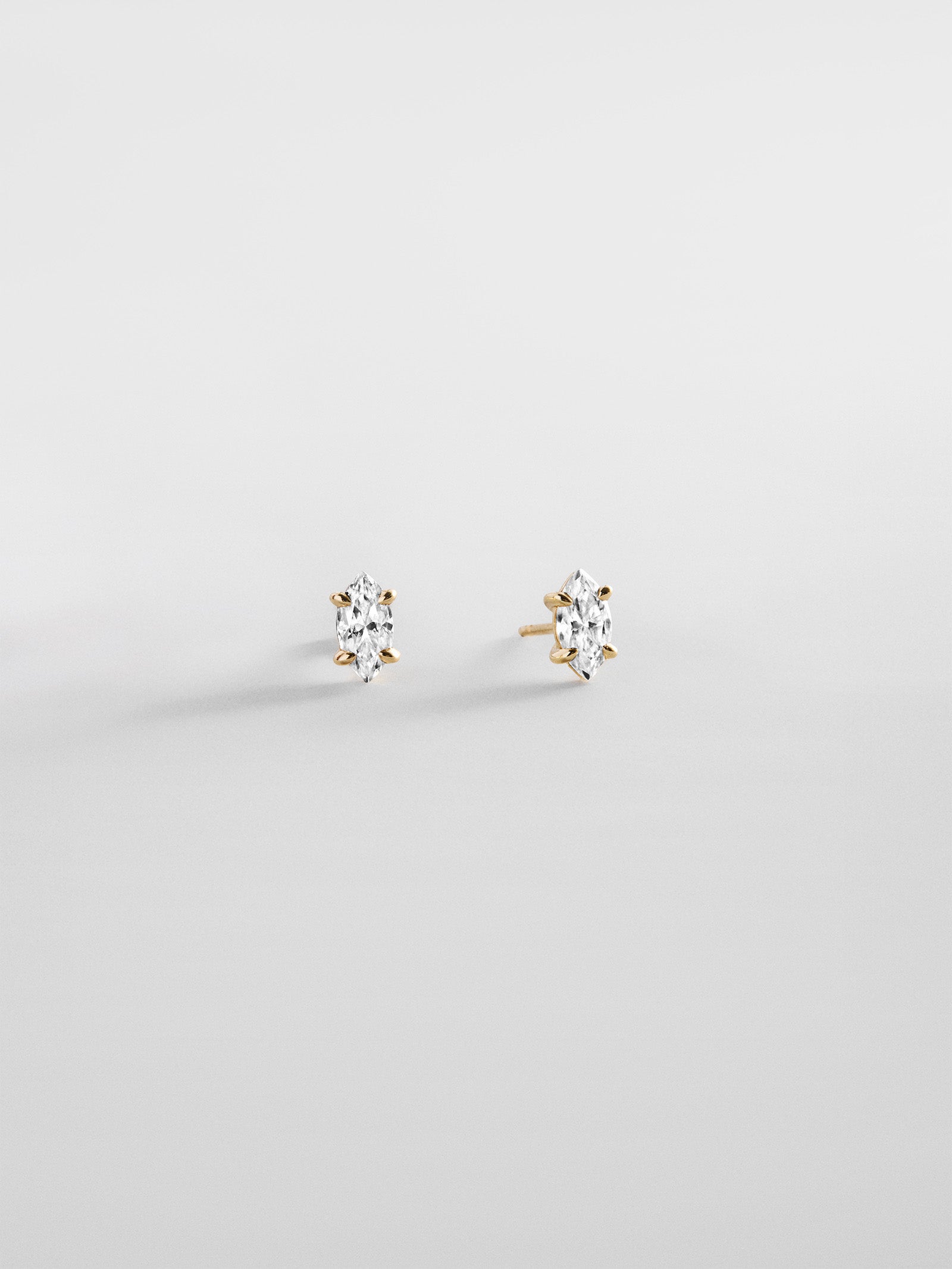 Debra 14K Gold Earrings - Marquise Stone