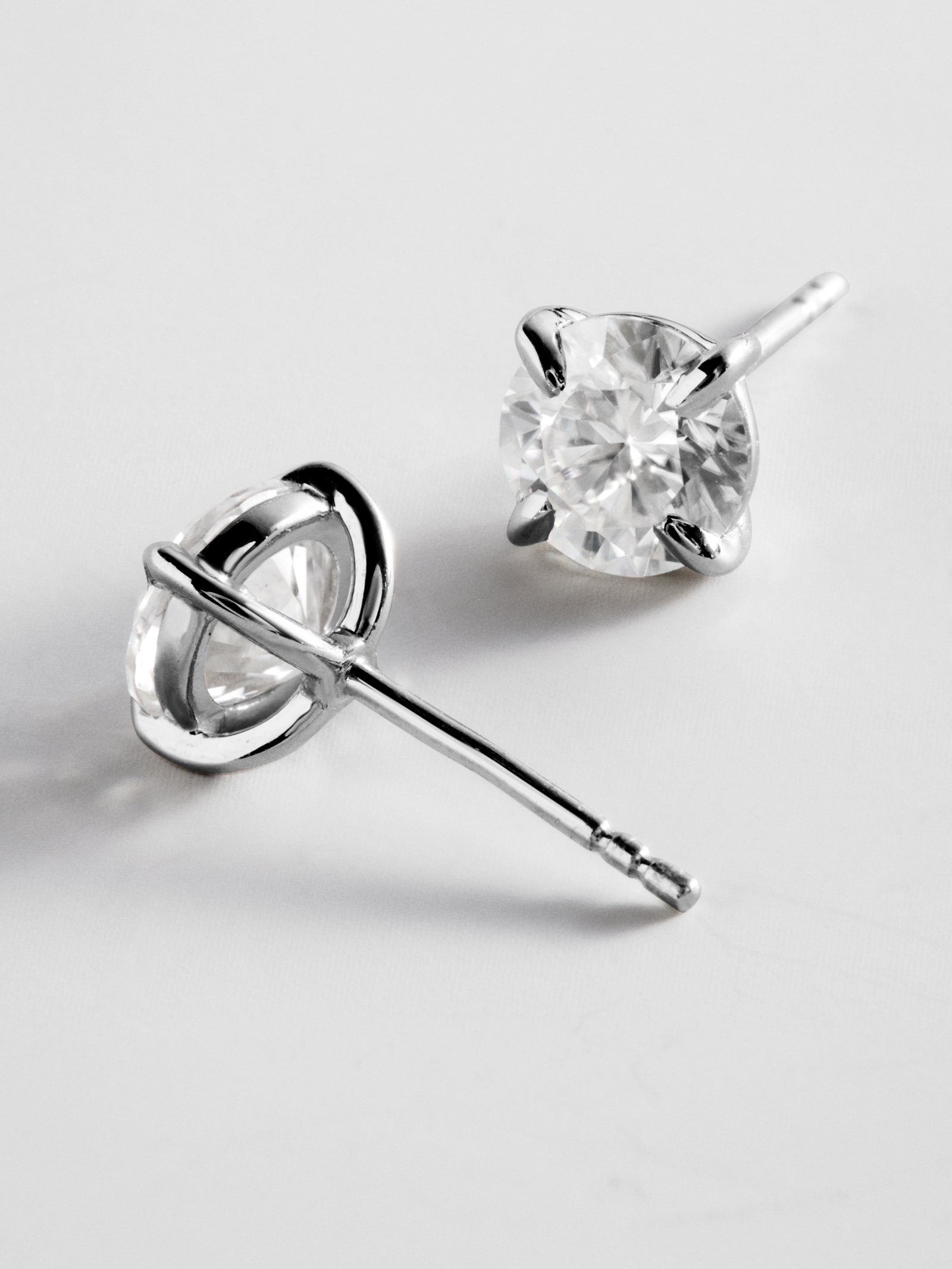 Debra 14K Gold Earrings - Round Stone