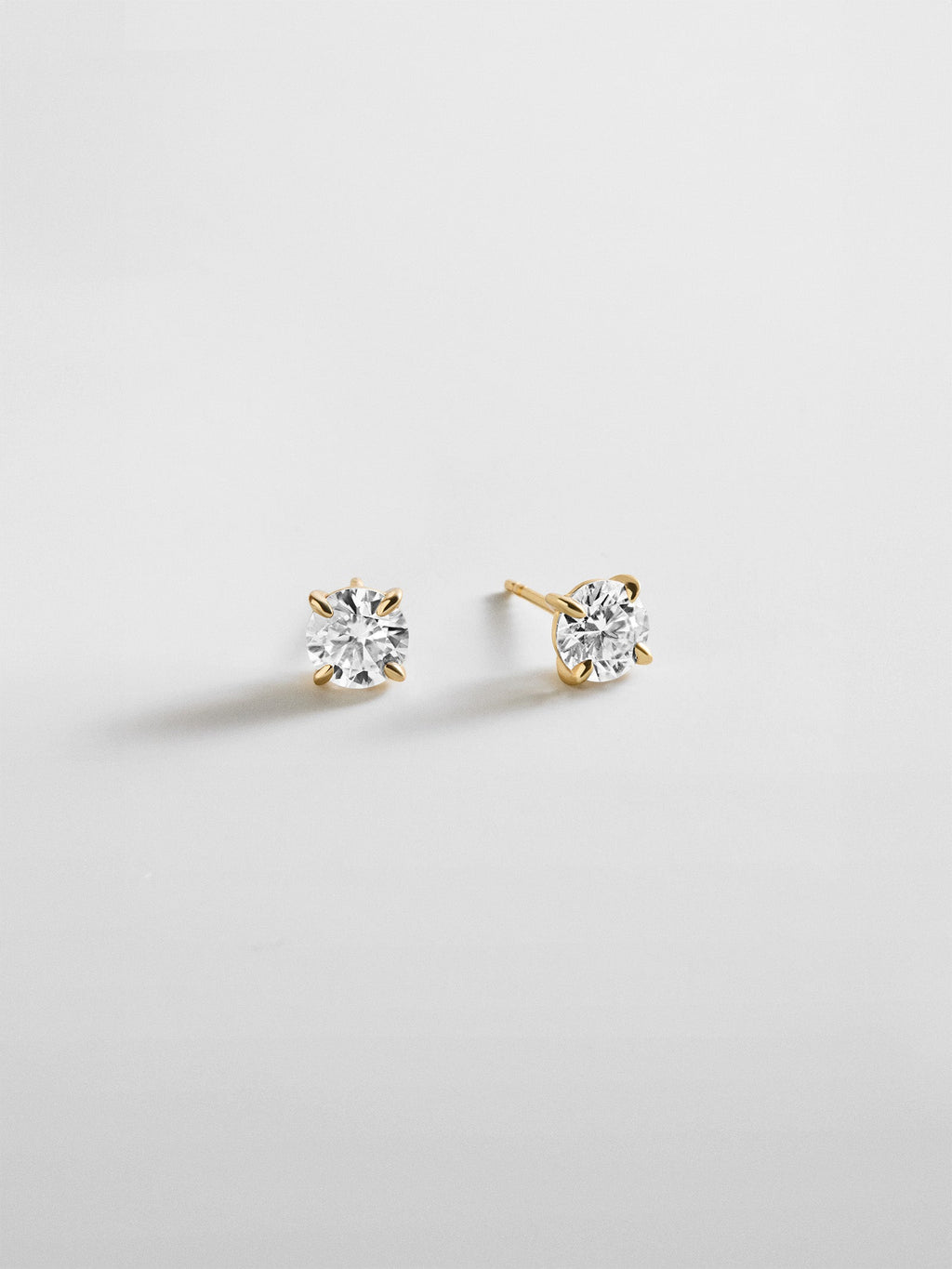 Debra 14K Gold Earrings - Round Stone
