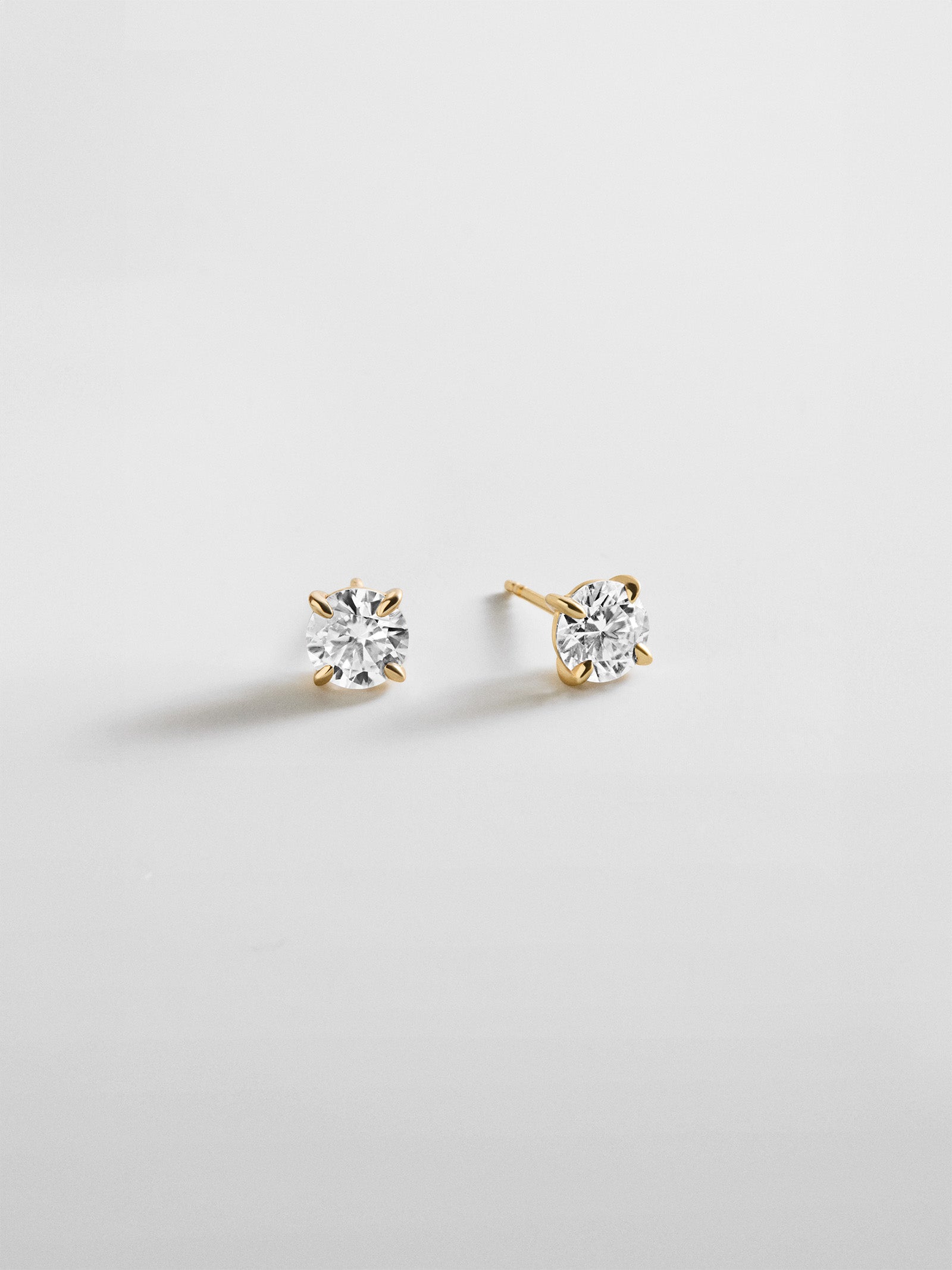 Debra 14K Gold Earrings - Round Stone