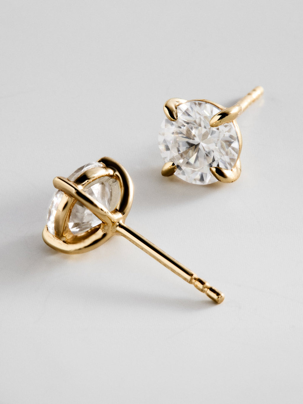 Debra 14K Gold Earrings - Round Stone