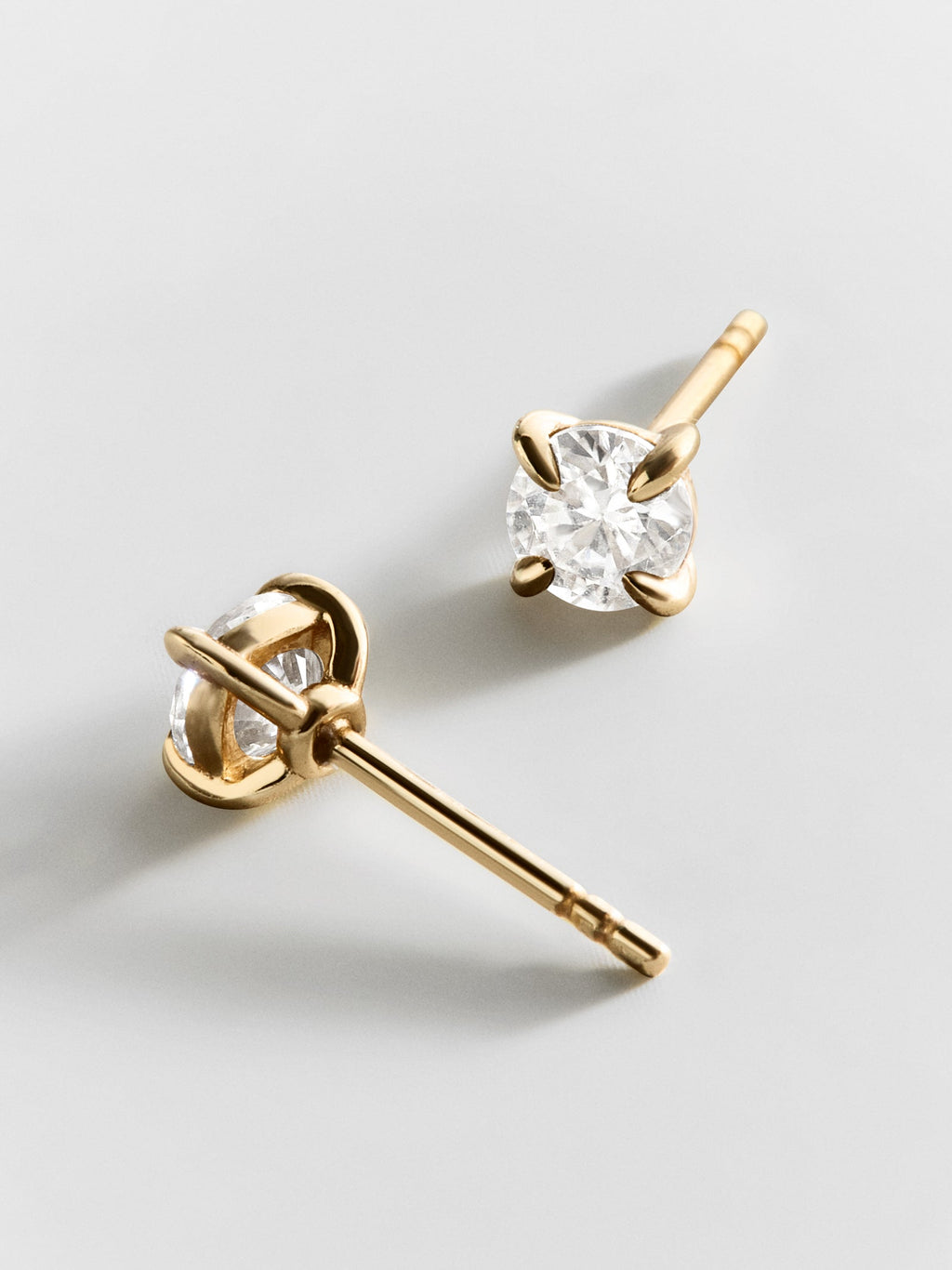 Debra 14K Gold Earrings - Round Stone