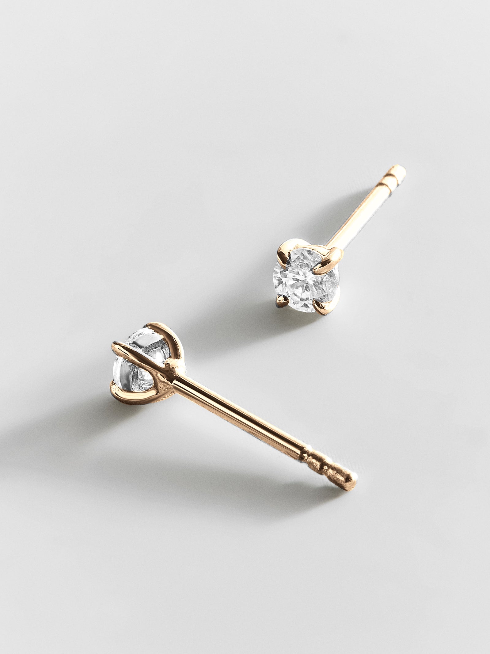 Debra 14K Gold Earrings - Round Stone