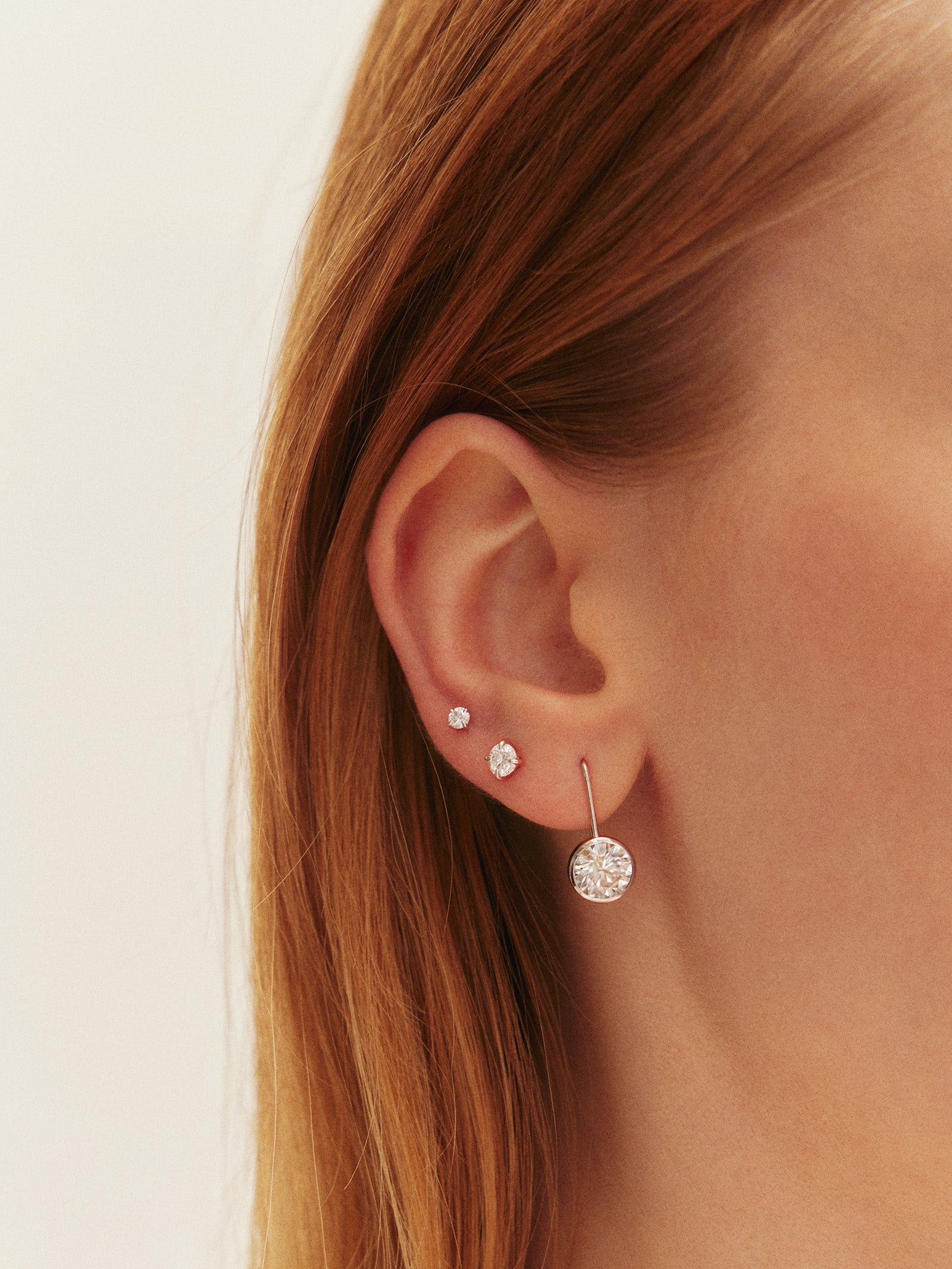 Debra 14K Gold Earrings - Round Stone