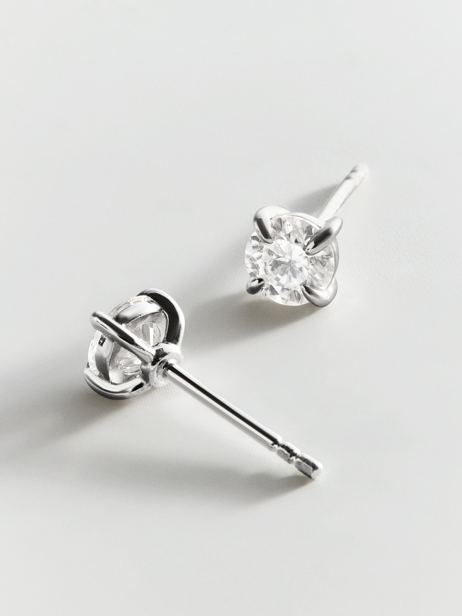 Debra 14K Gold Earrings - Round Stone