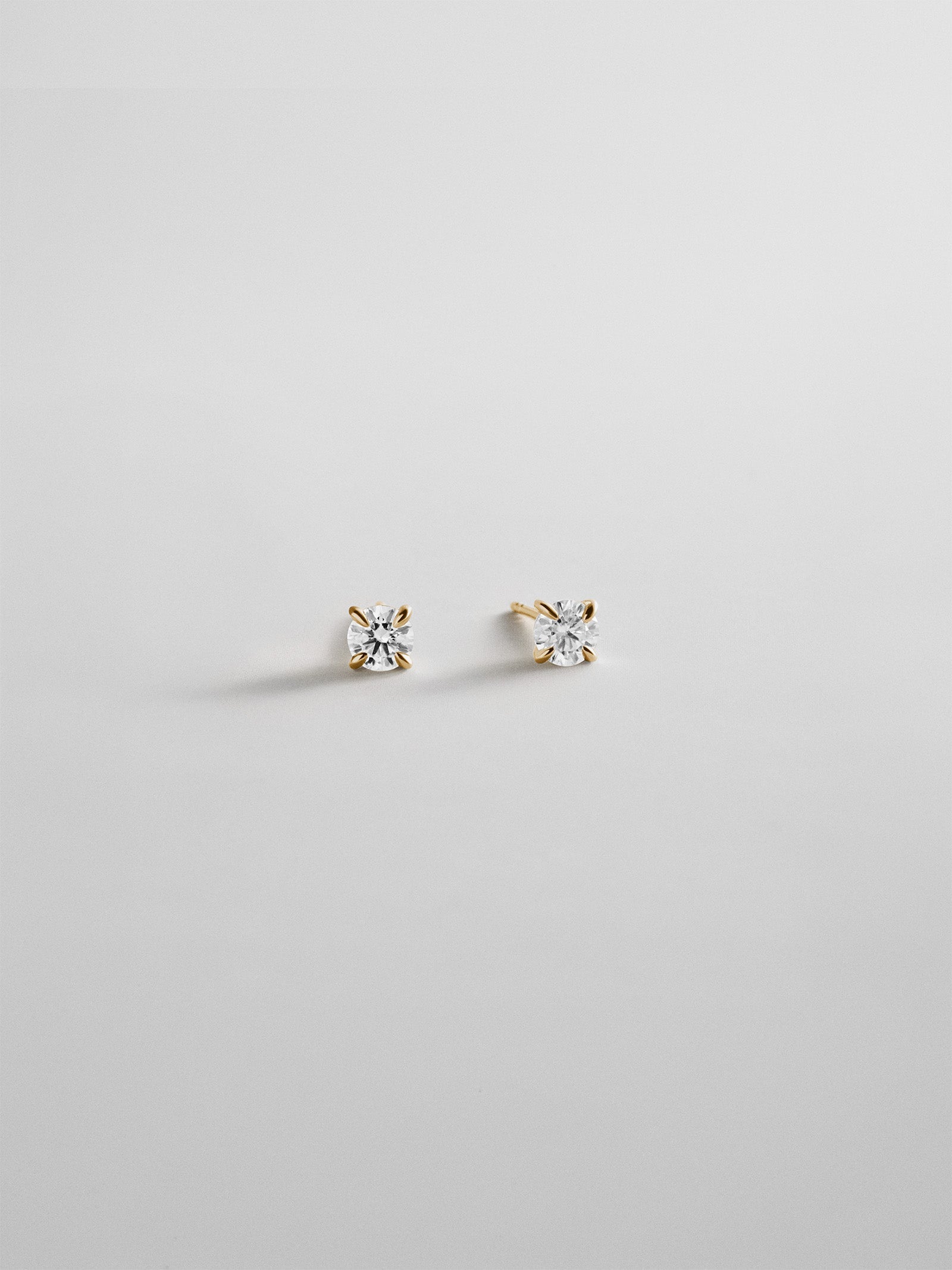 Debra 14K Gold Earrings - Round Stone