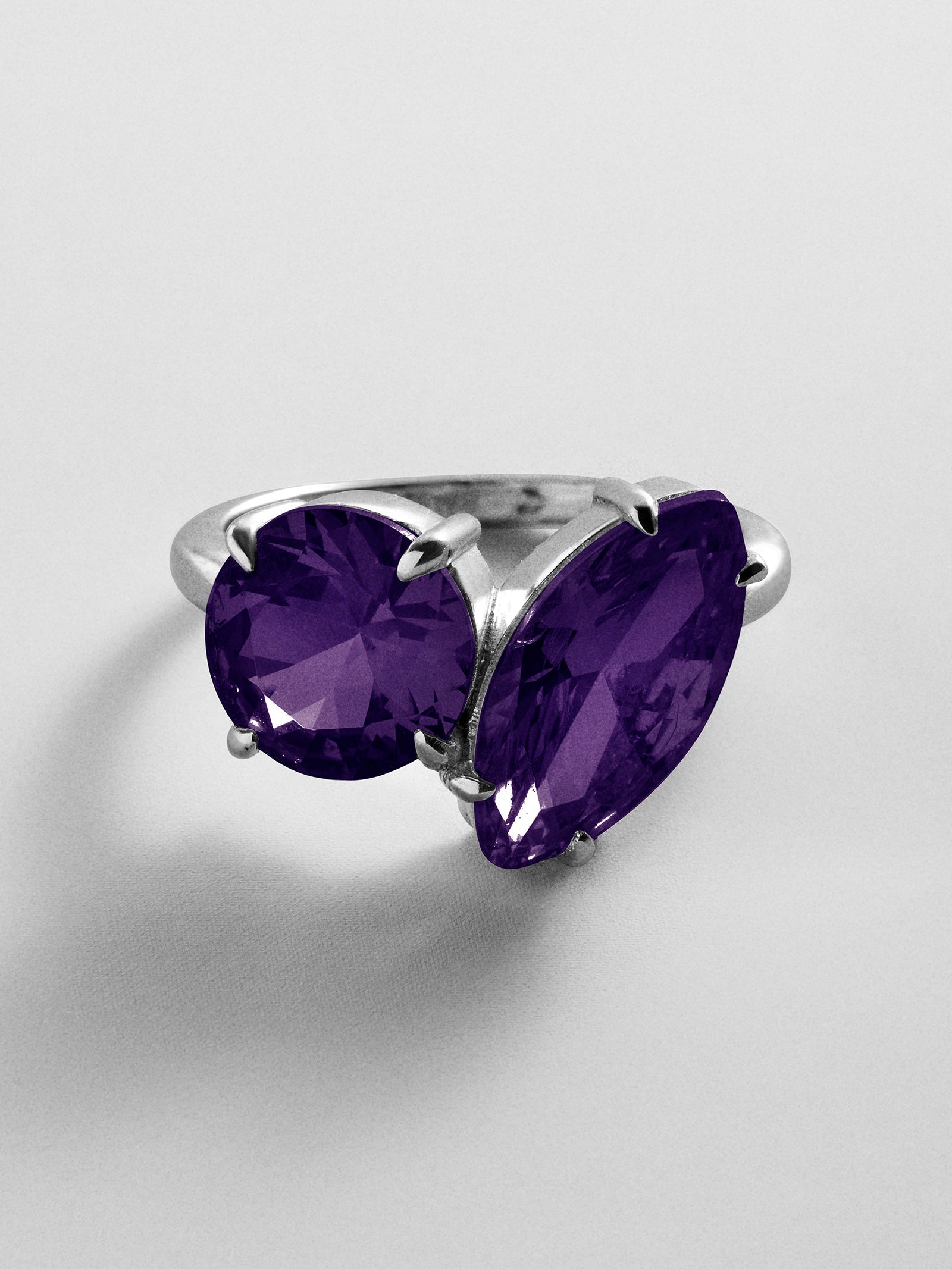 Toi et Moi Custom Birthstone Ring - Silver