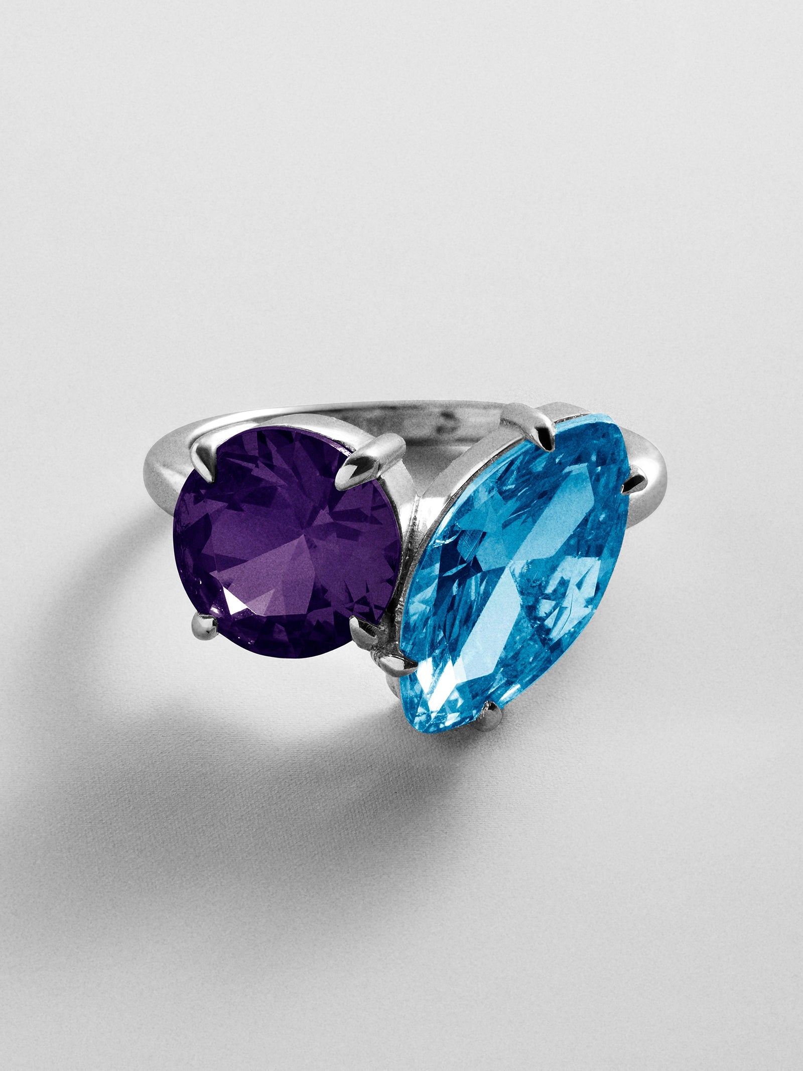 Toi et Moi Custom Birthstone Ring - Silver