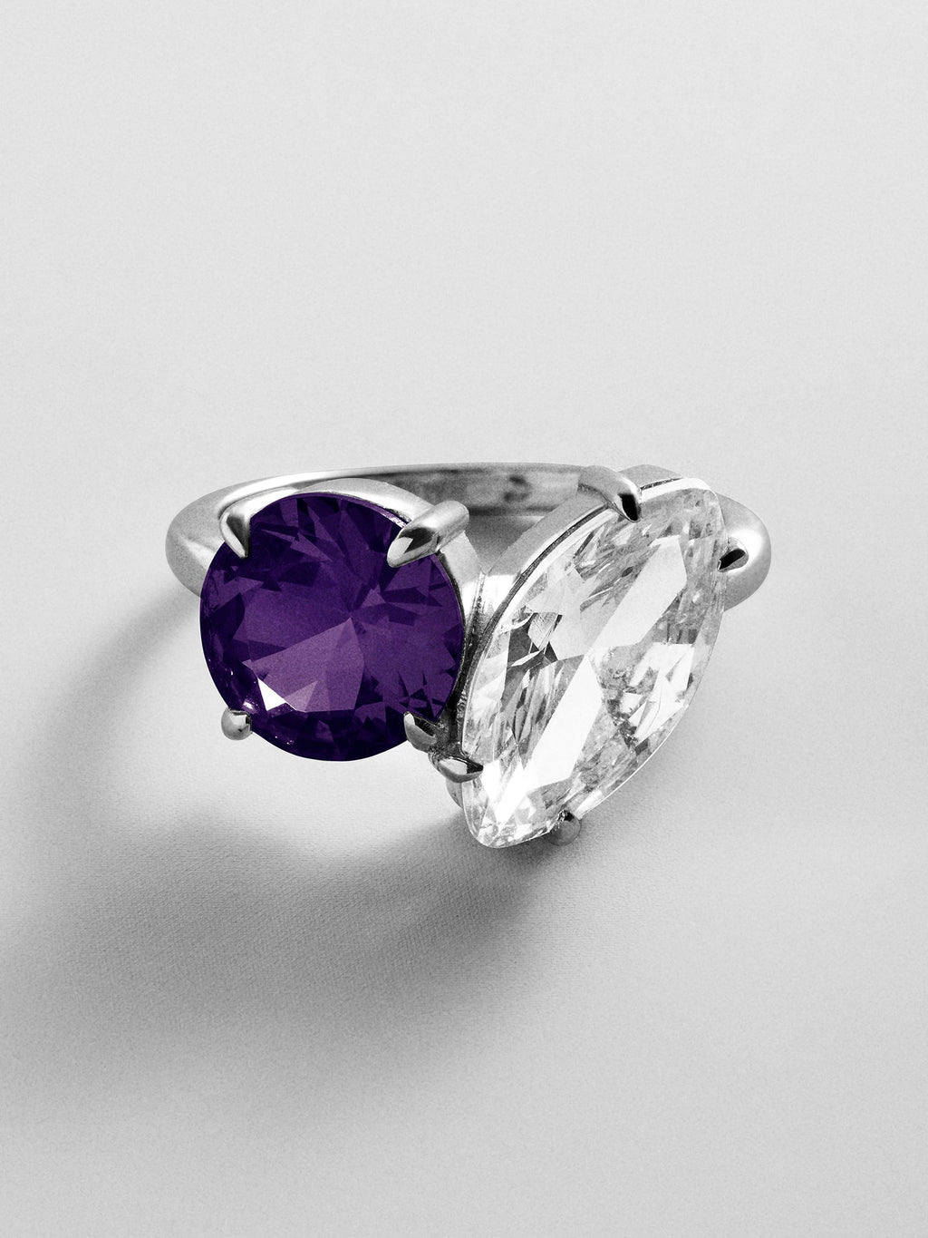 Toi et Moi Custom Birthstone Ring - Silver