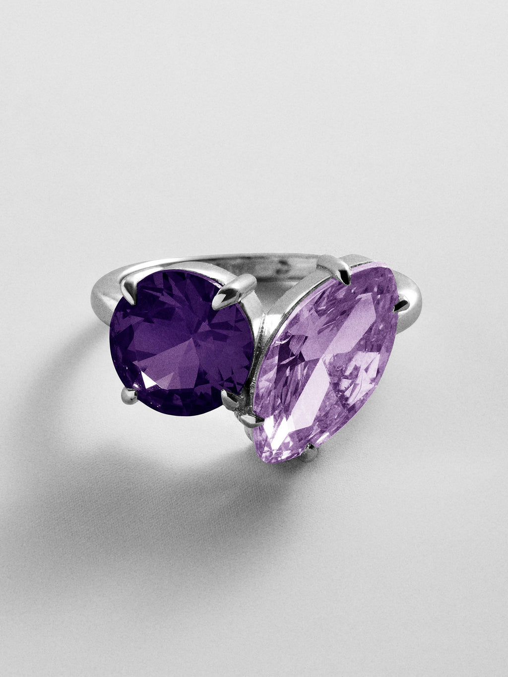 Toi et Moi Custom Birthstone Ring - Silver