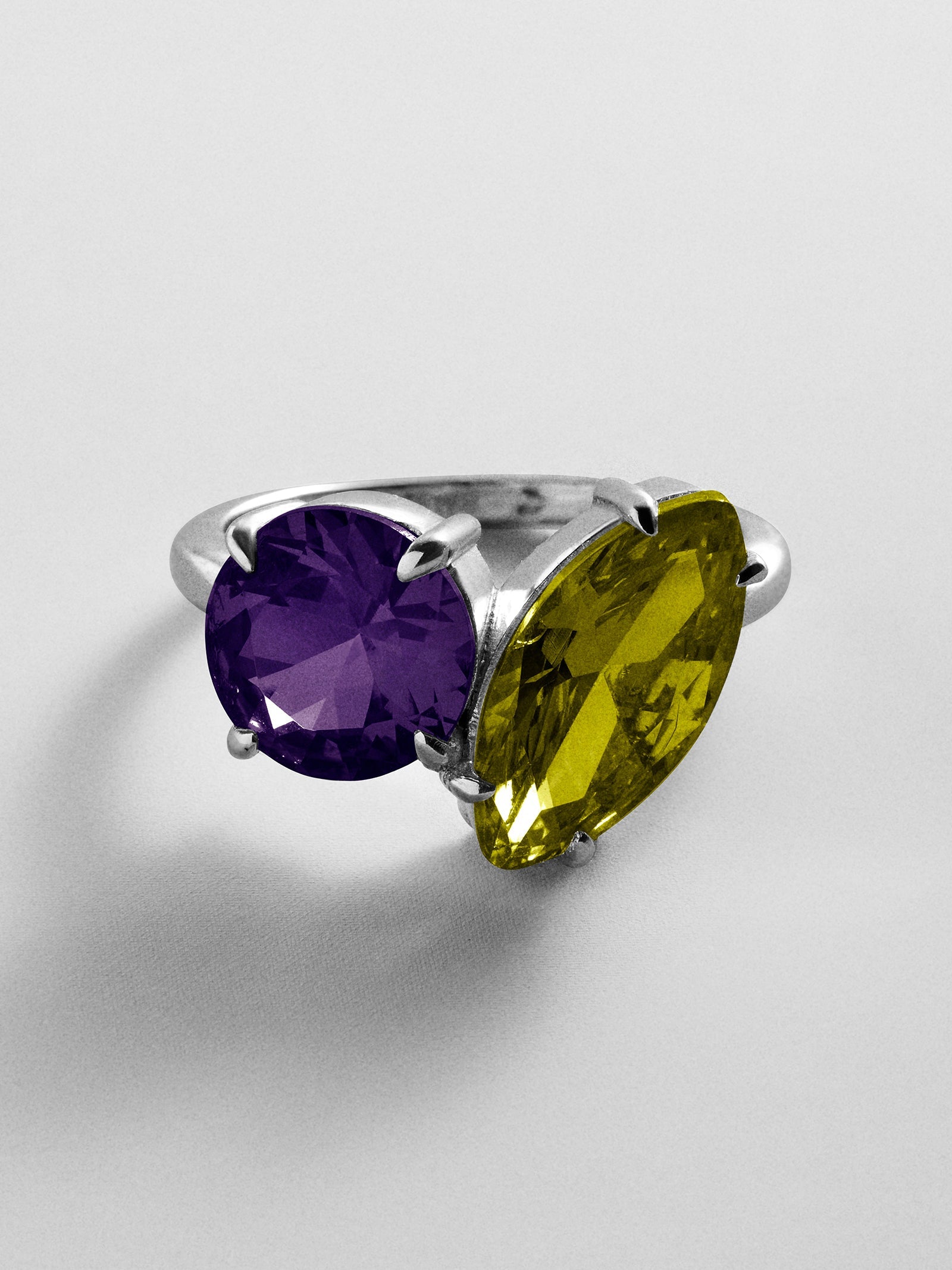 Toi et Moi Custom Birthstone Ring - Silver