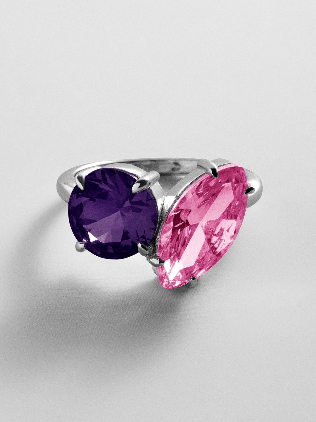 Toi et Moi Custom Birthstone Ring - Silver