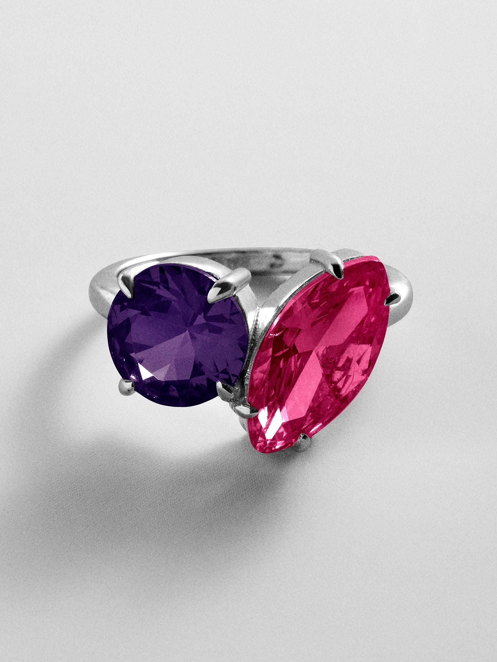 Toi et Moi Custom Birthstone Ring - Silver