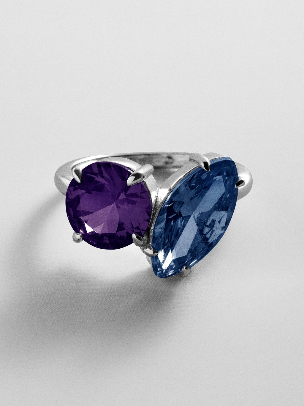 Toi et Moi Custom Birthstone Ring - Silver